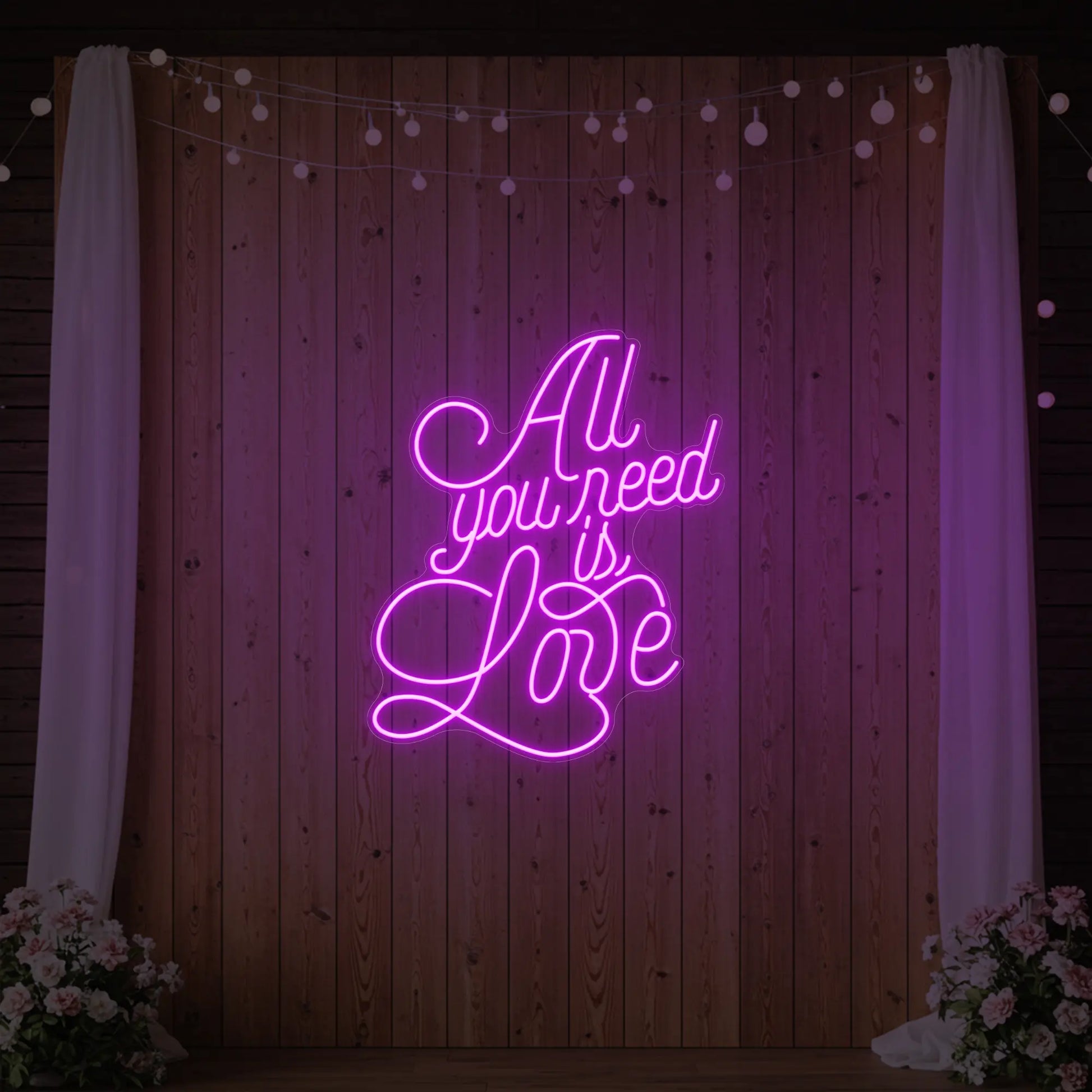 Enseigne lumineuse « Tout ce dont vous avez besoin, c'est d'amour » V2