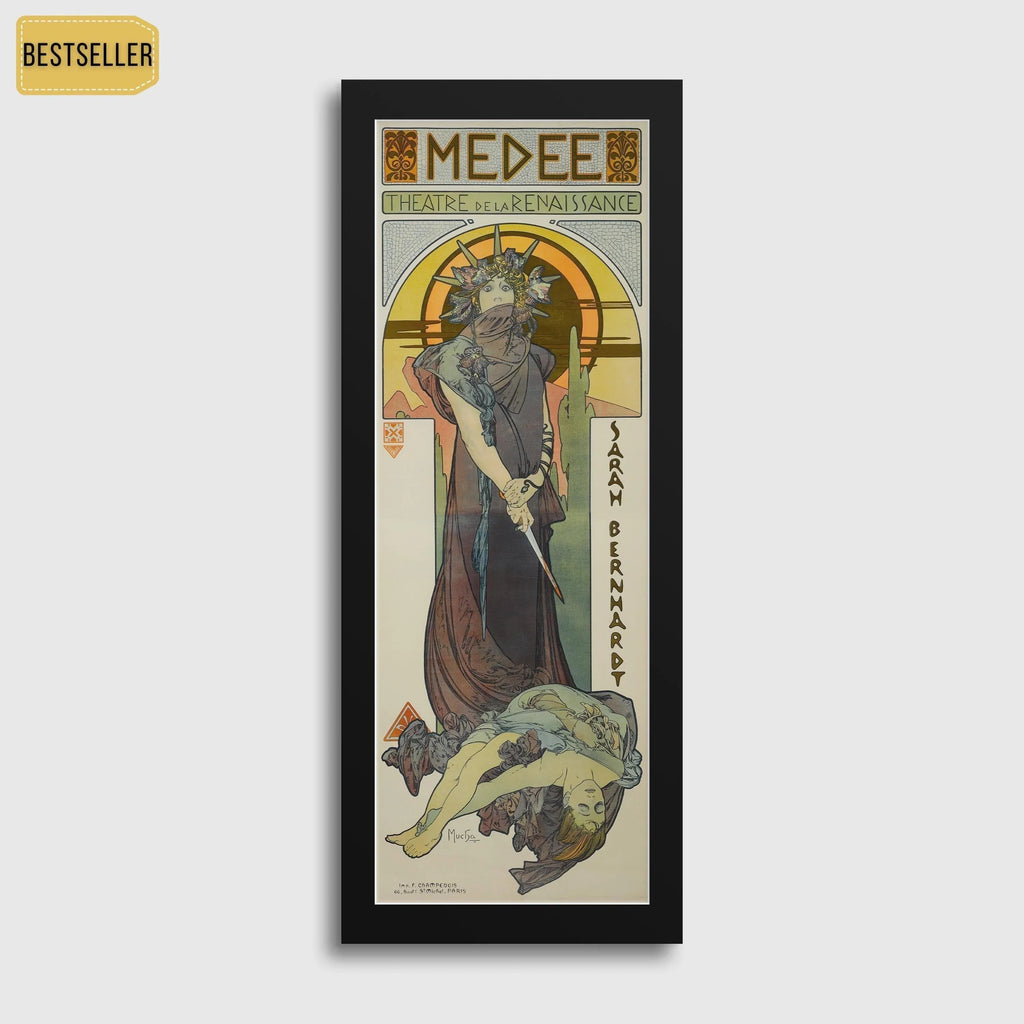 Affiche de théâtre vintage d'Alphonse Mucha, Médée : estampe Art nouveau encadrée