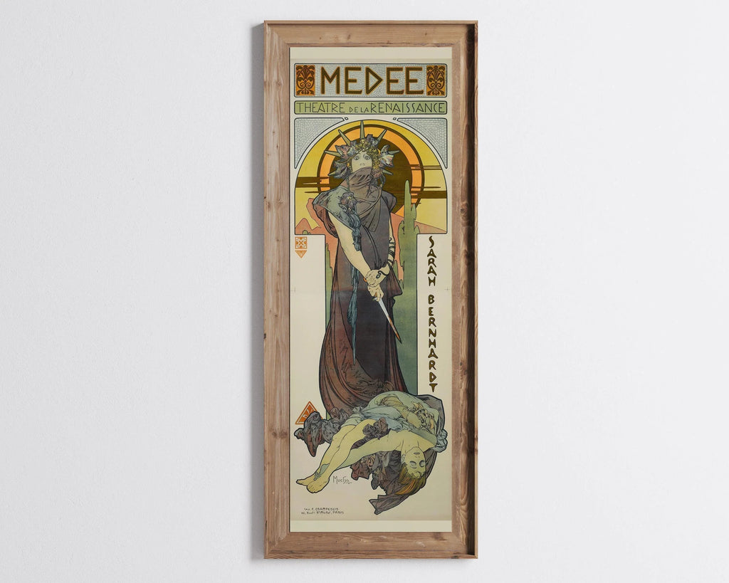 Affiche de théâtre vintage d'Alphonse Mucha, Médée : estampe Art nouveau encadrée