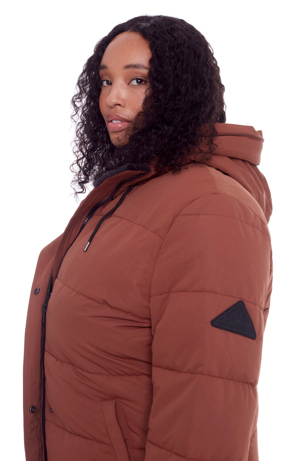 AULAVIK PLUS | PARKA À CAPUCHE MI-LONGUE EN DUVET VÉGAN (RECYCLÉE) POUR FEMME, ÉRABLE (TAILLE GRANDE)