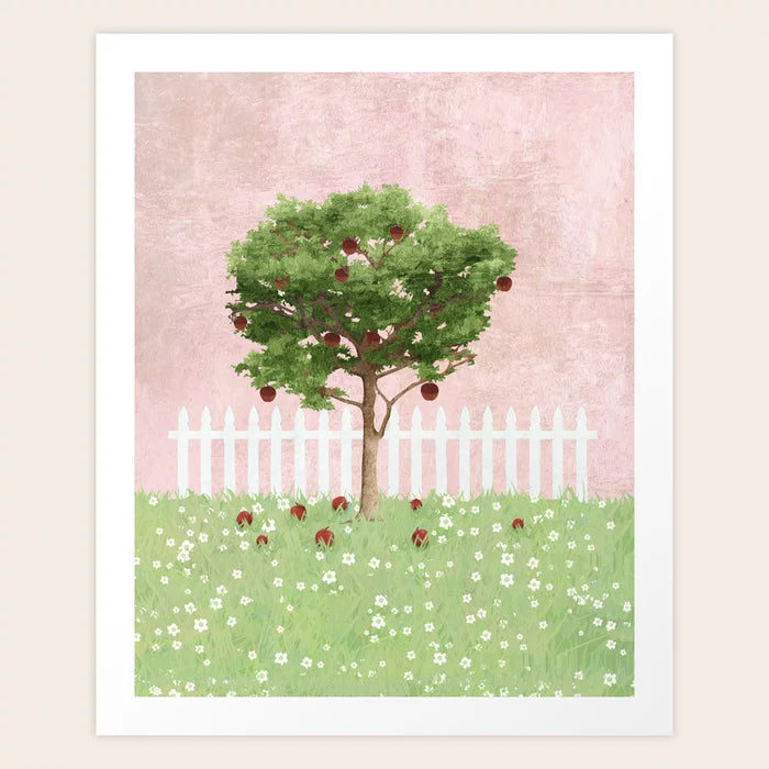 Impression d'art d'un pommier dans le jardin