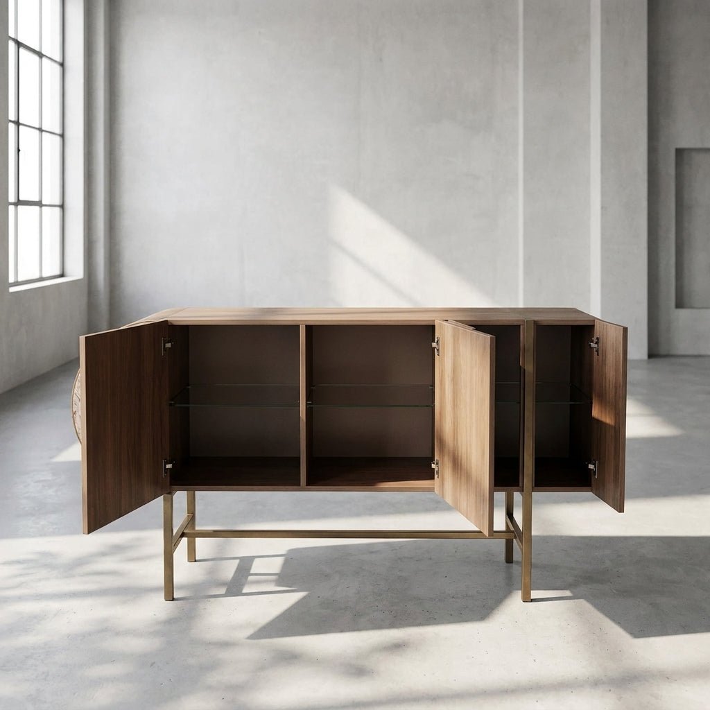 Art Deco Metallic Sideboard with Stainless Steel Base