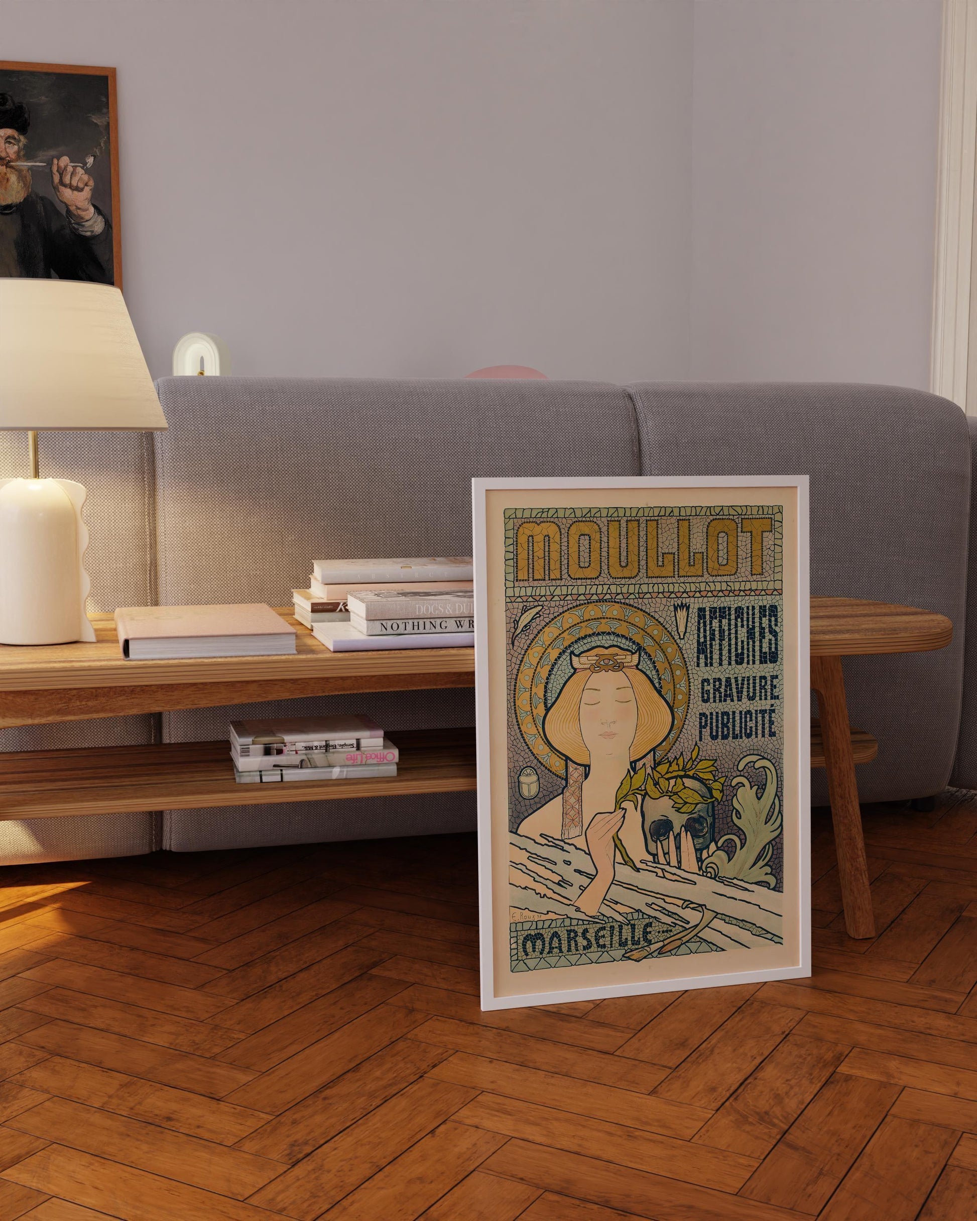 Affiche Art nouveau : Eugène Roux - Moullot Marseille, motif mosaïque
