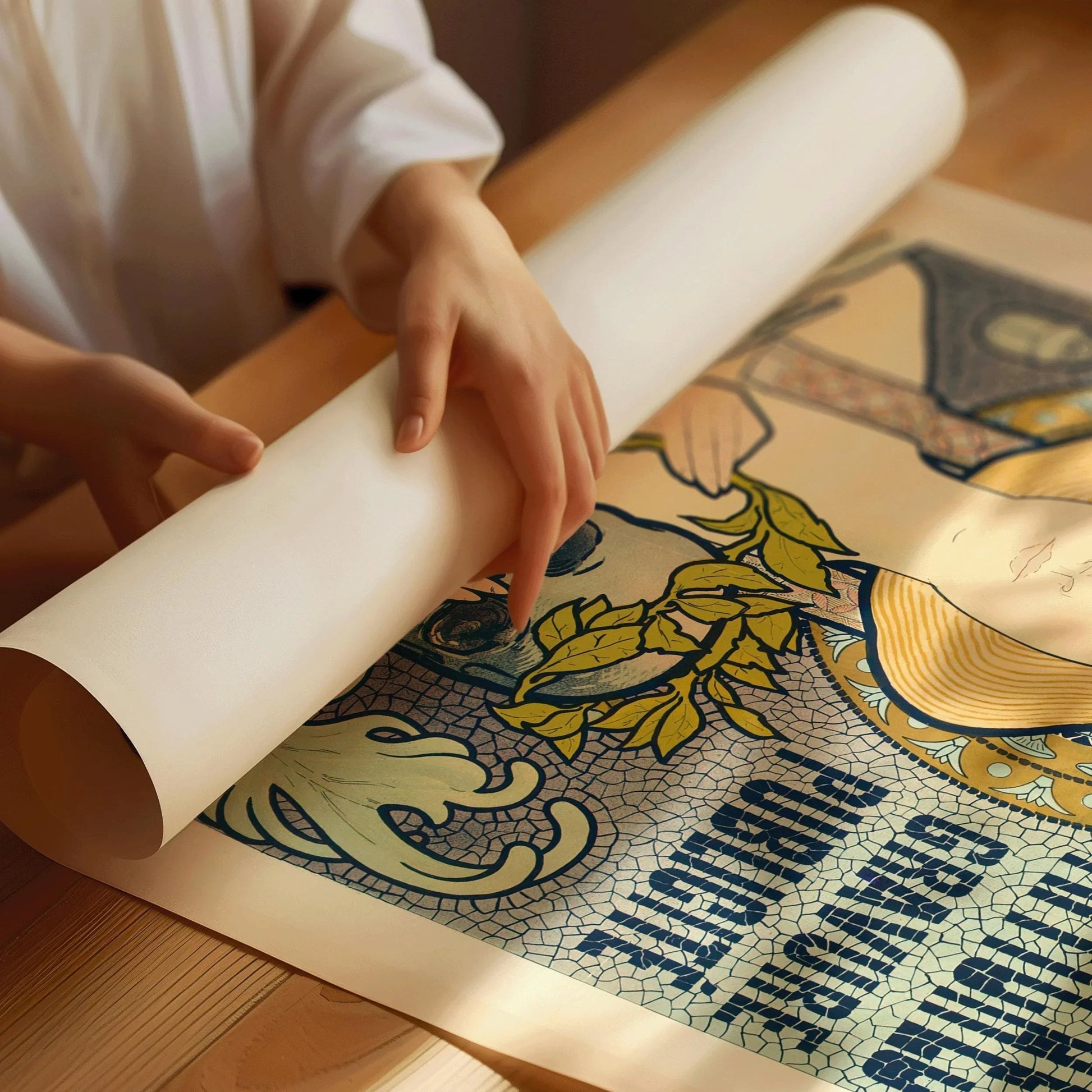 Affiche Art nouveau : Eugène Roux - Moullot Marseille, motif mosaïque