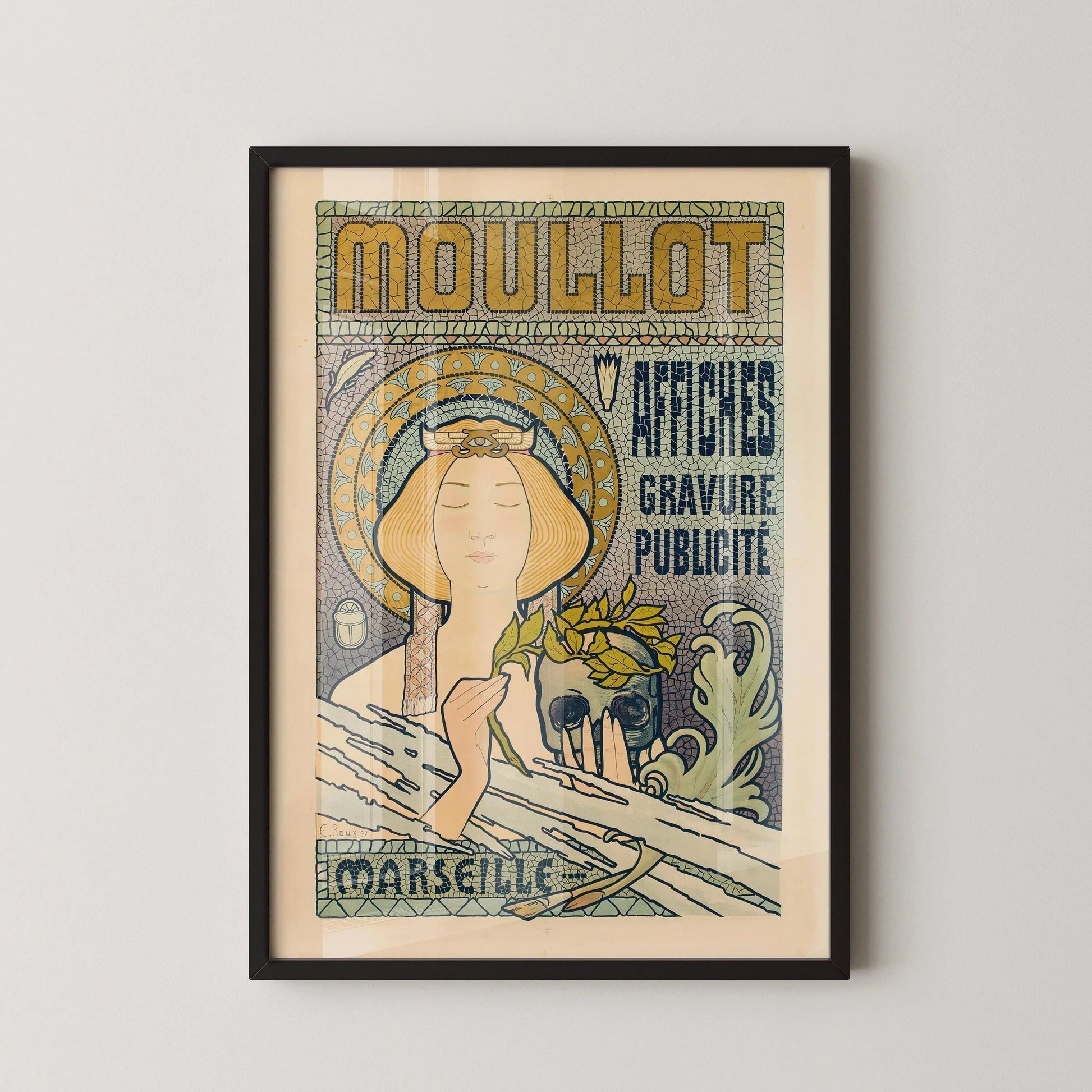 Affiche Art nouveau : Eugène Roux - Moullot Marseille, motif mosaïque