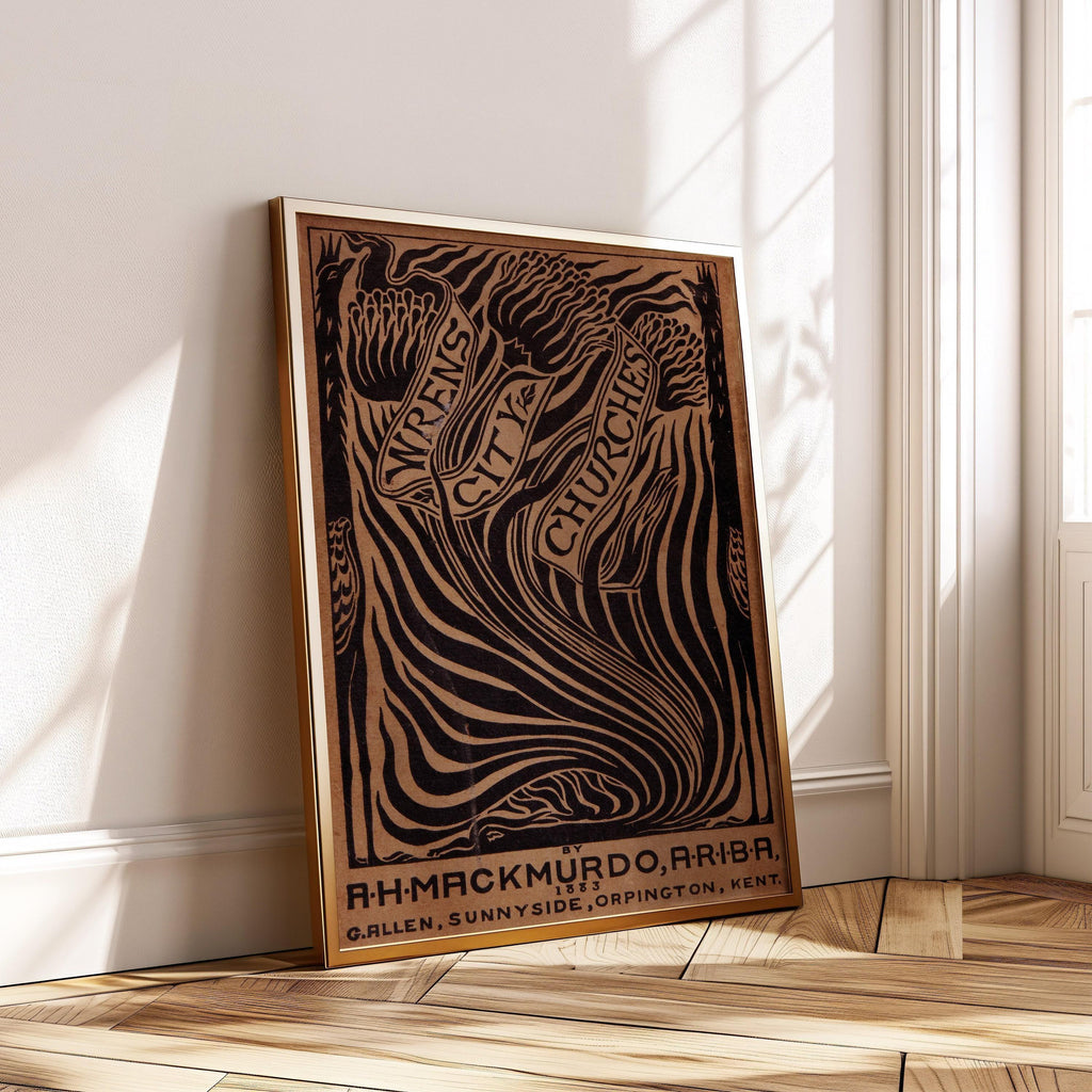 Estampe d'art « City Churches » d'Arthur Haygate Mackmurdo Wren : Affiche de couverture de livre vintage