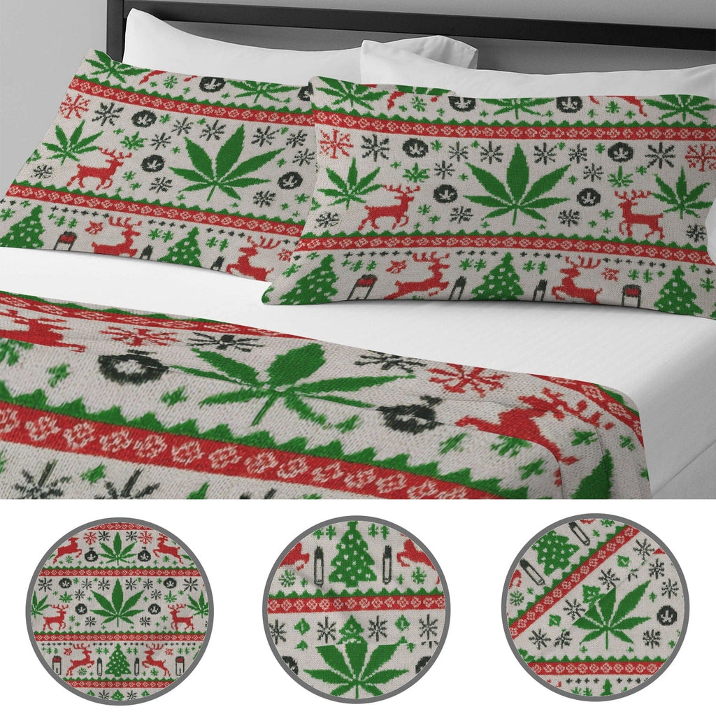 OG Xmas 4-Piece Bedding Set with Blank Fitted Sheet (Queen 68.9x82.7inch)