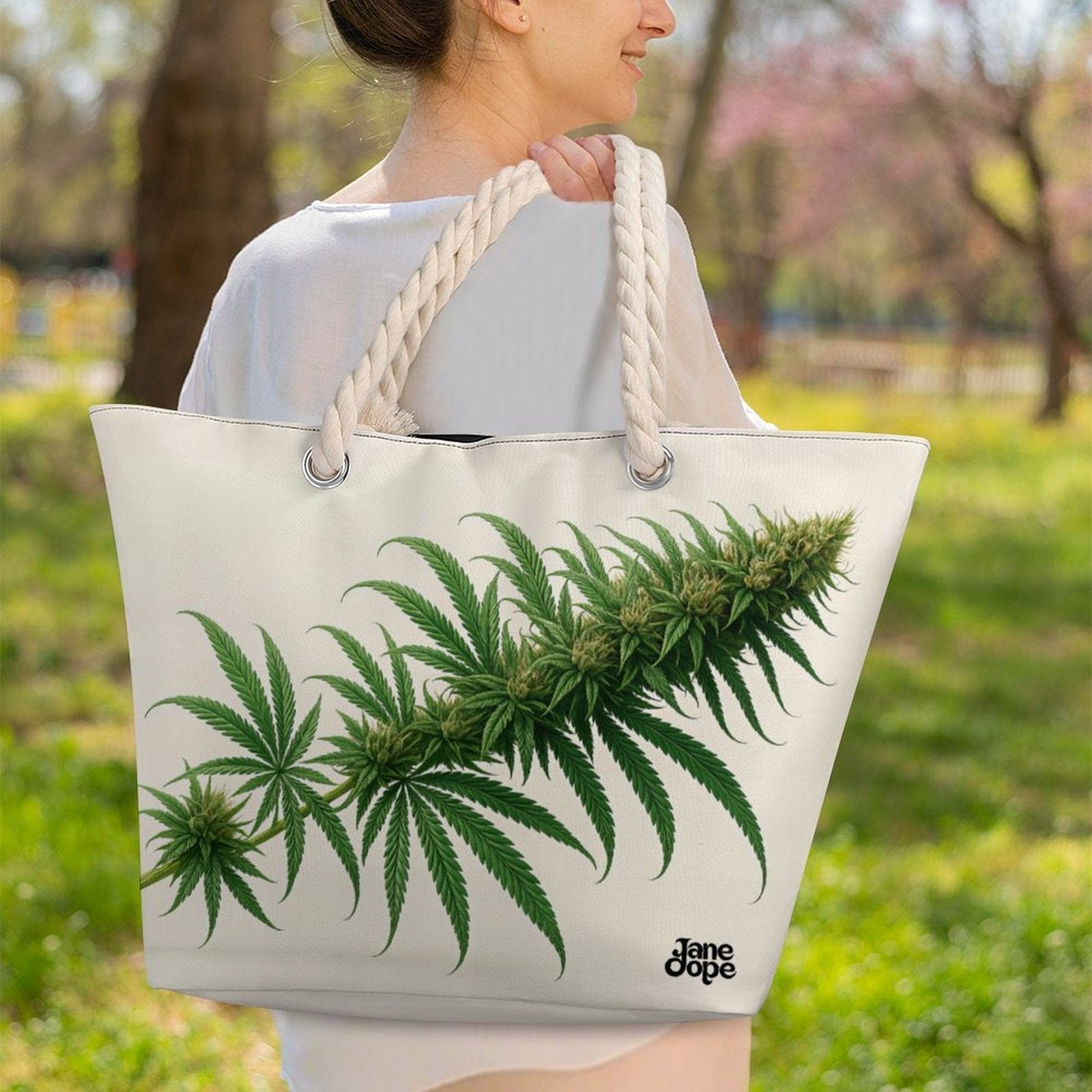 Flora Hemp rope tote bag
