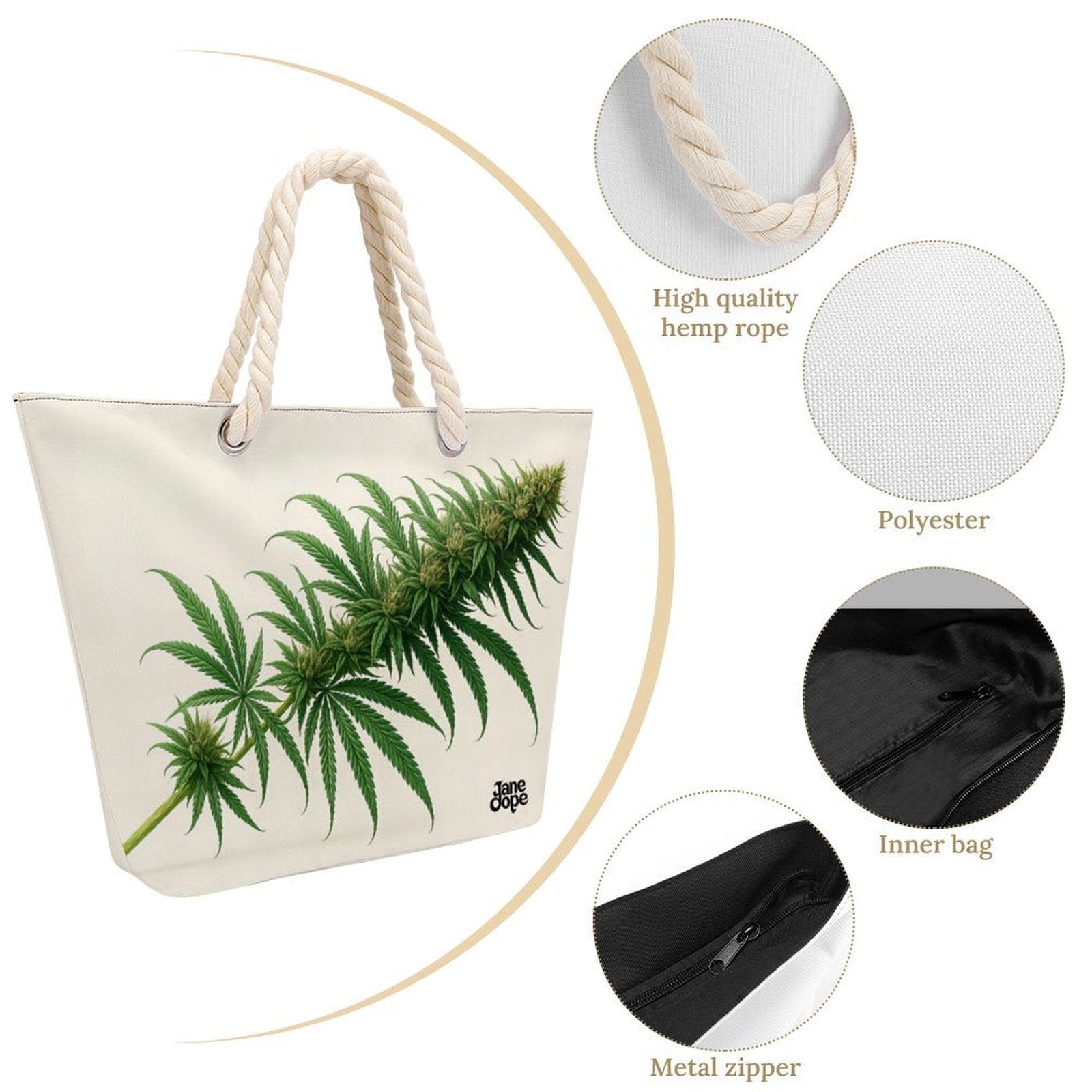 Flora Hemp rope tote bag