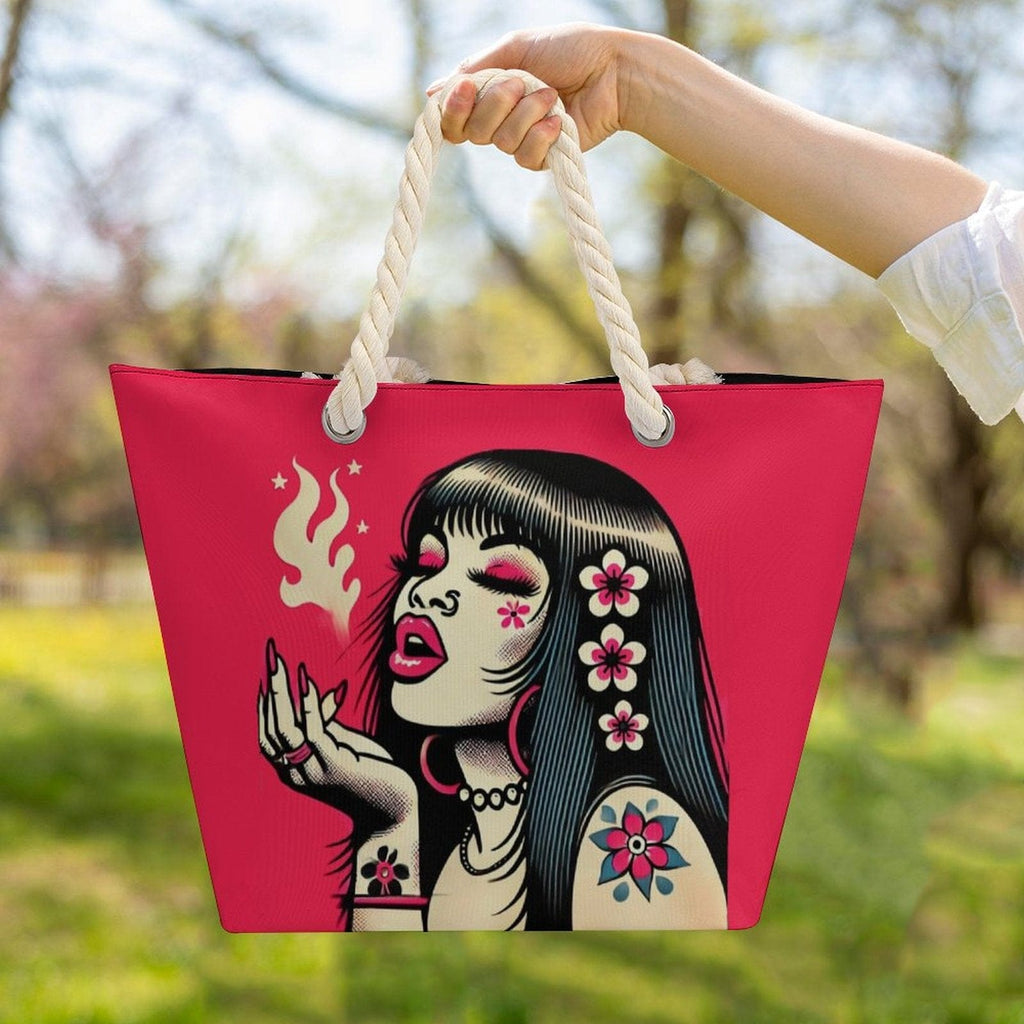 Pink Diesel Hemp rope tote bag