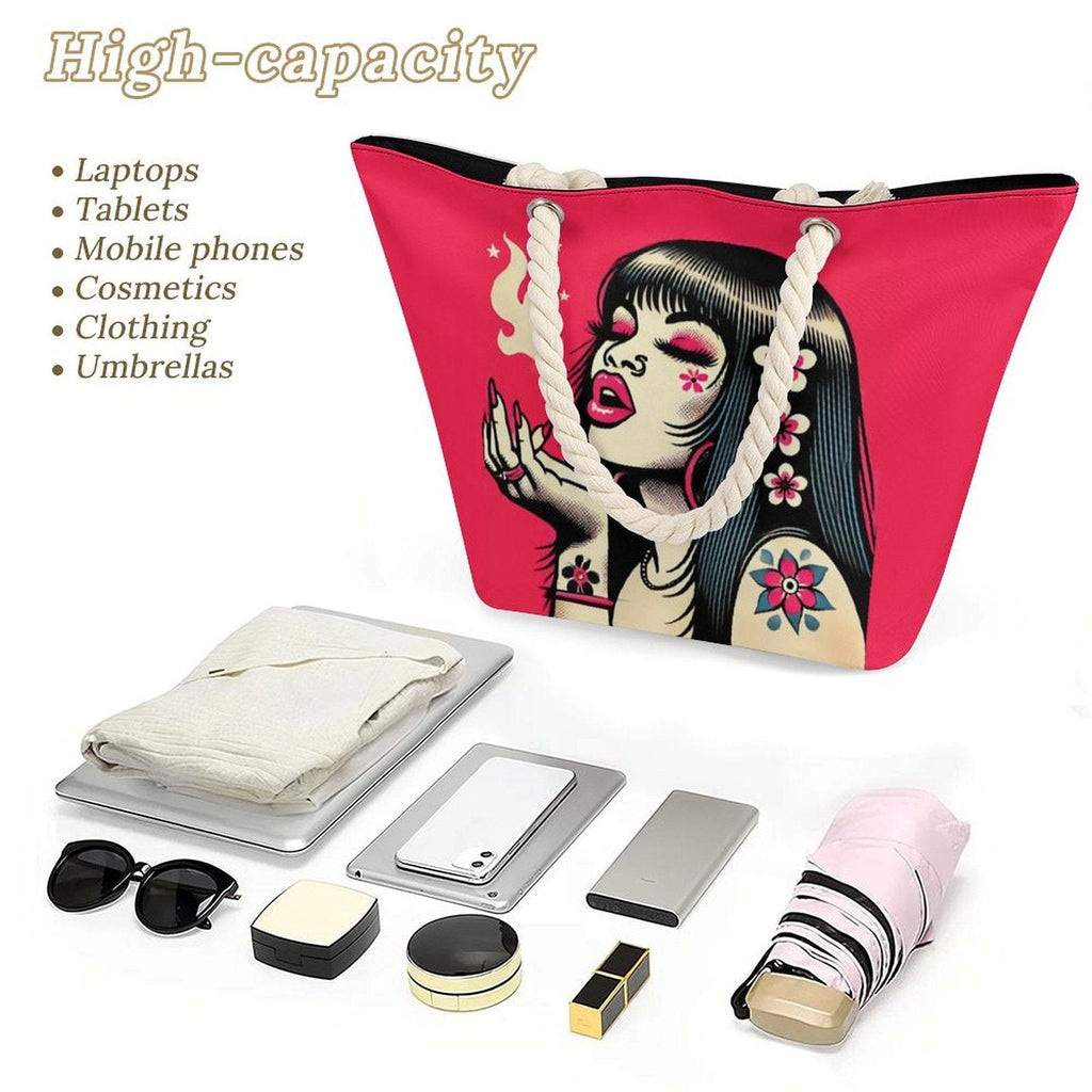 Pink Diesel Hemp rope tote bag