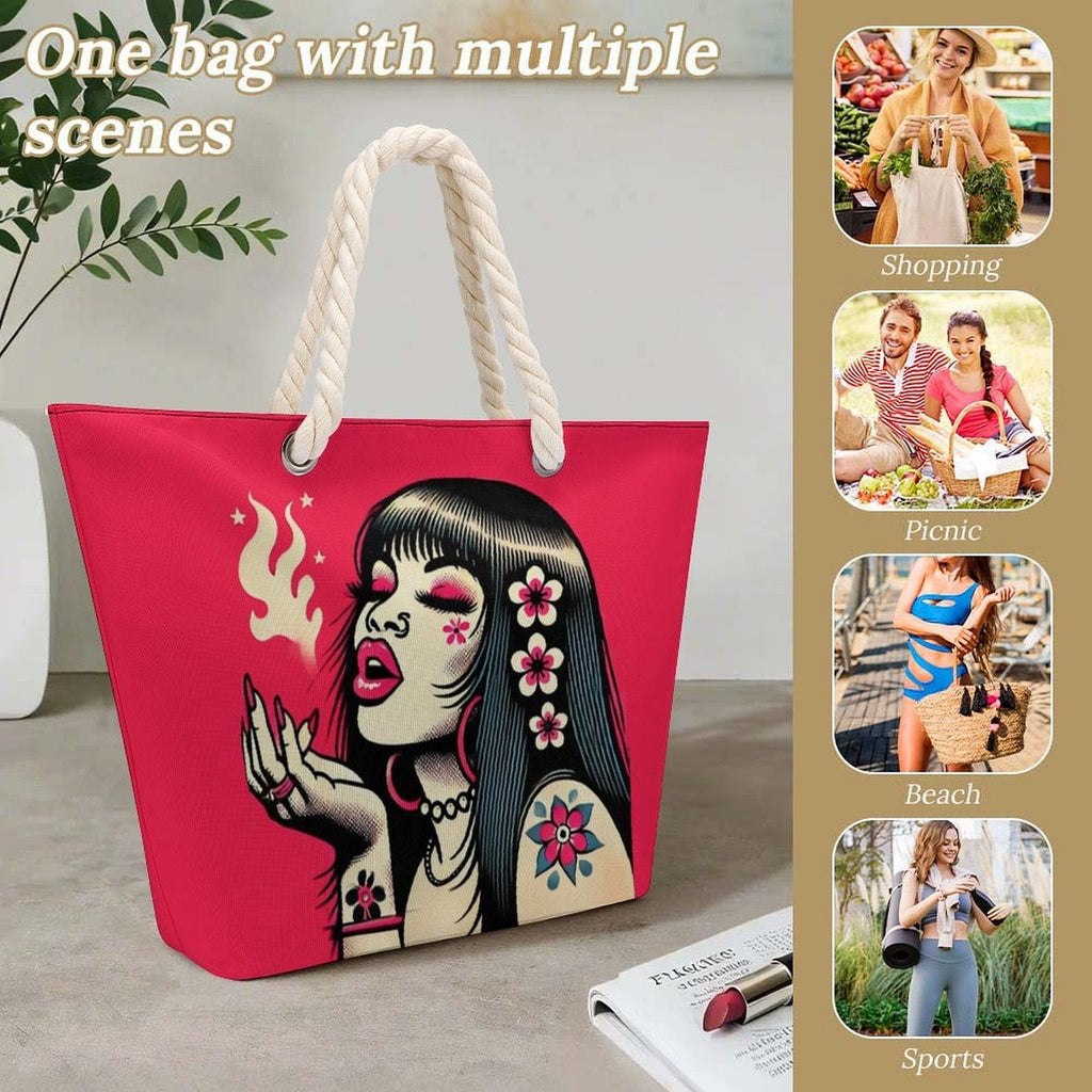 Pink Diesel Hemp rope tote bag