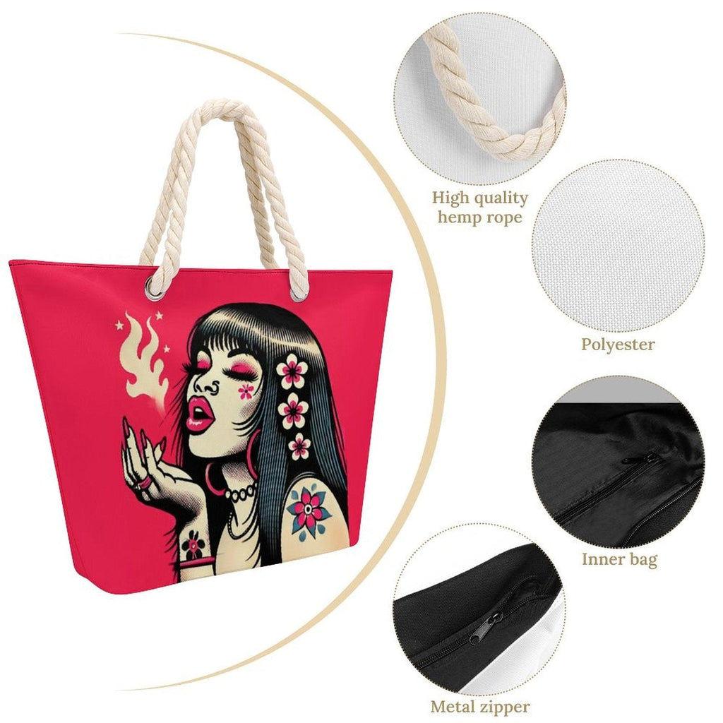 Pink Diesel Hemp rope tote bag