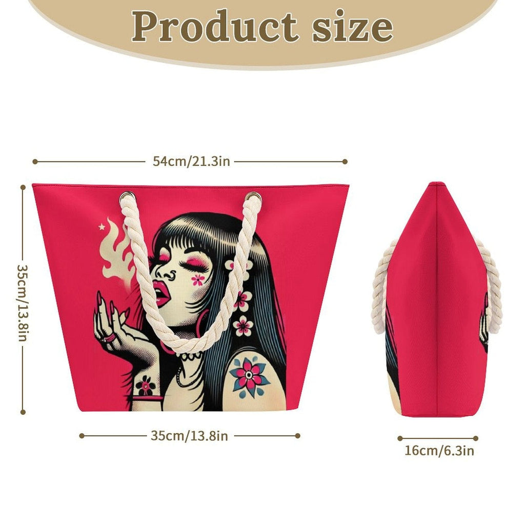 Pink Diesel Hemp rope tote bag