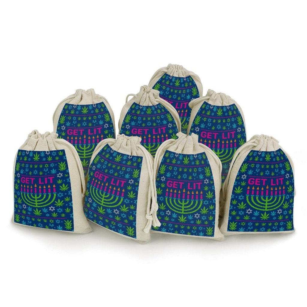 Hanukkah “Get Lit” Cotton & Hemp Gift Bags (8-Pack)