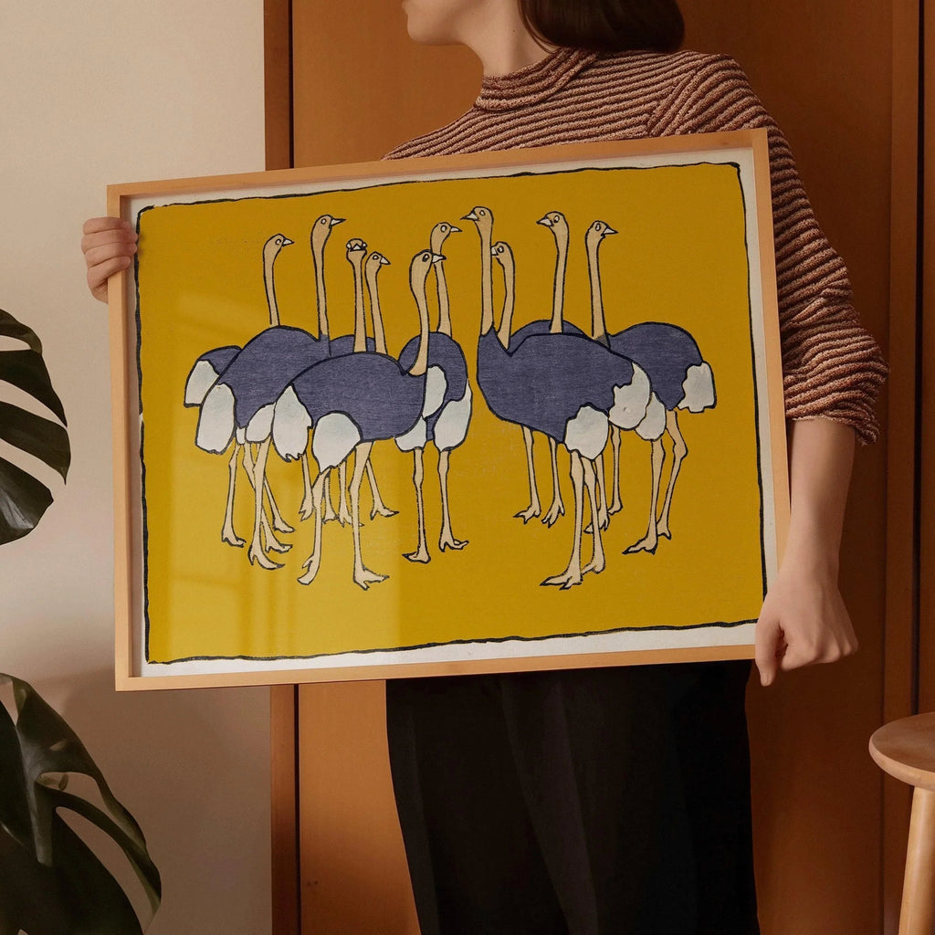 Asai Chū - Estampe giclée d'autruches : Art japonais vintage