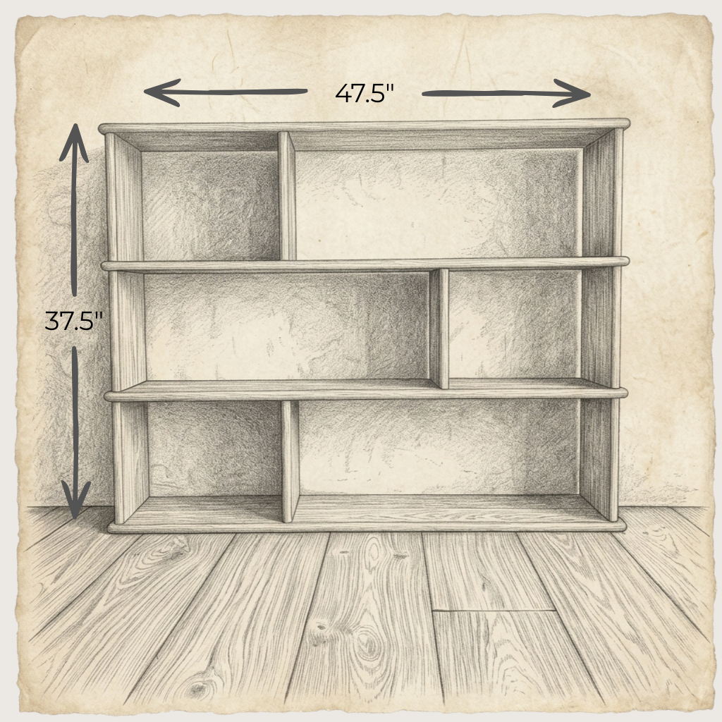 Asymmetric bookcase in white oak