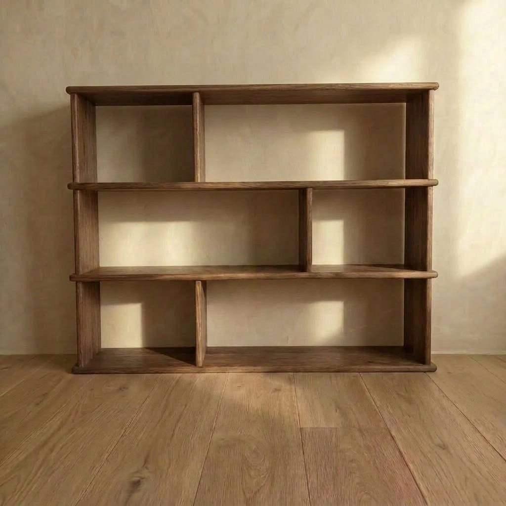 Asymmetric bookcase in walnut