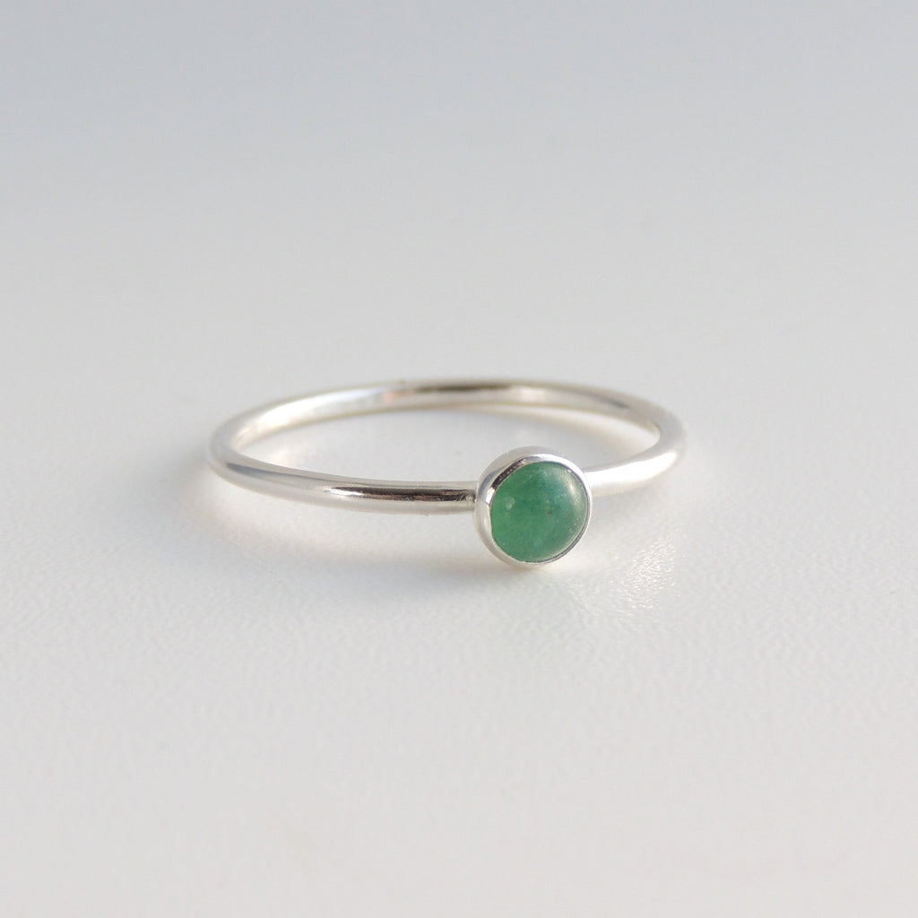 Green Aventurine Ring Sterling Silver Stacking Ring Green Stone Ring