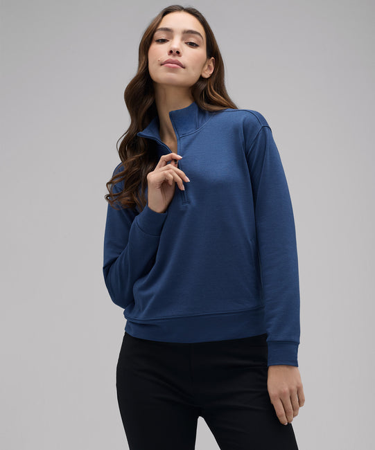Pull Transit à fermeture éclair quart de tour en mérinos pour femme