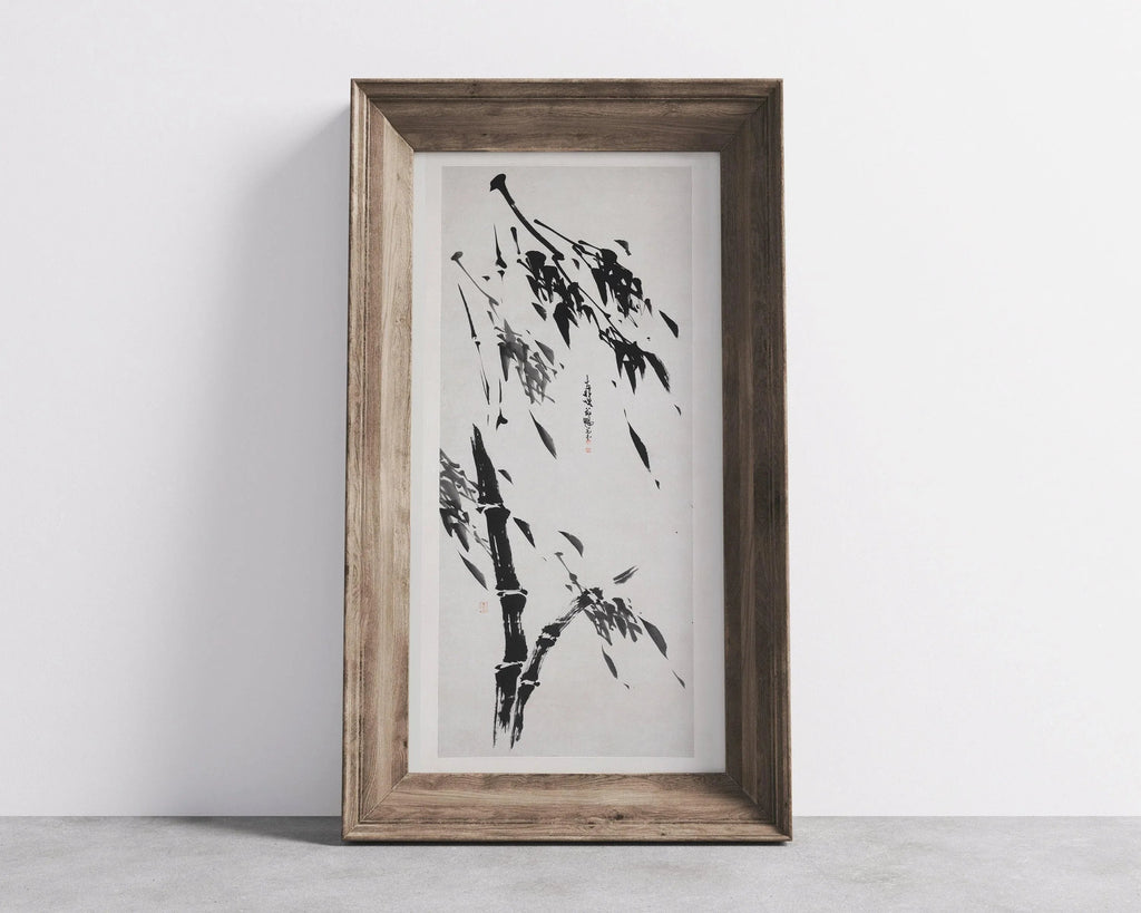 Estampe giclée « Bambou dans le vent » : Art asiatique japonais vintage (encadrée ou non encadrée)