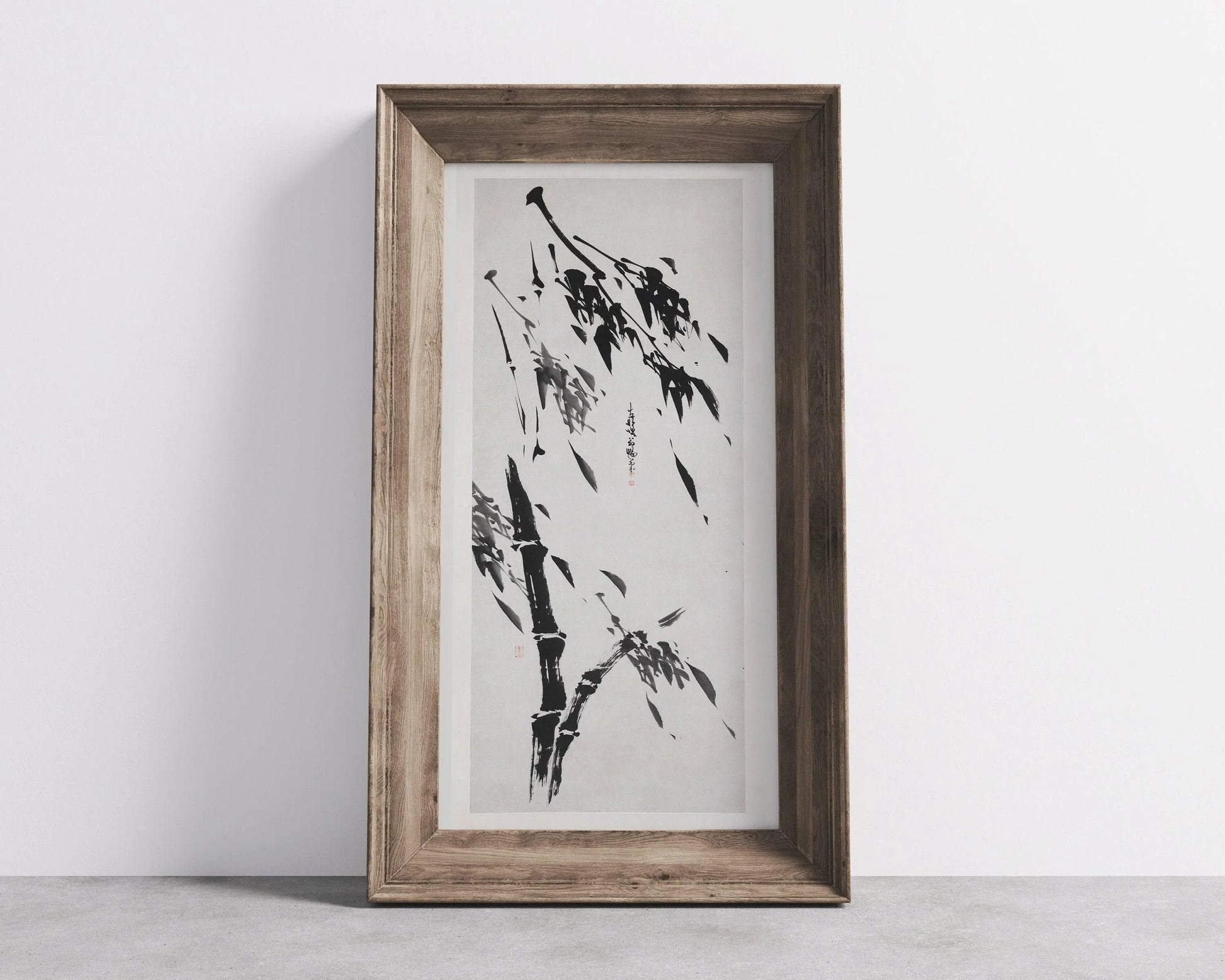 Estampe giclée « Bambou dans le vent » : Art asiatique japonais vintage (encadrée ou non encadrée)