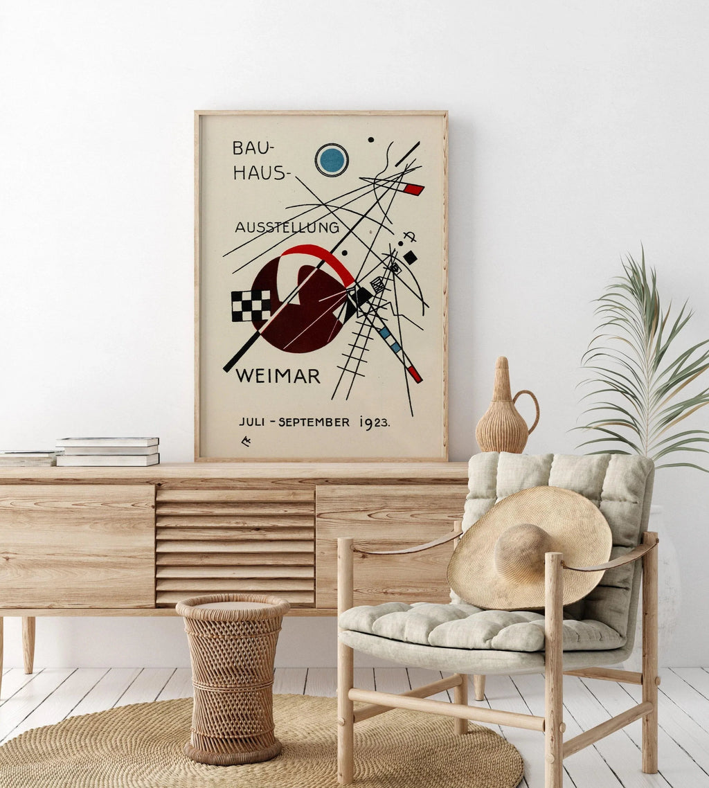 Estampe Bauhaus : Giclée beige et noire style moderne du milieu du siècle