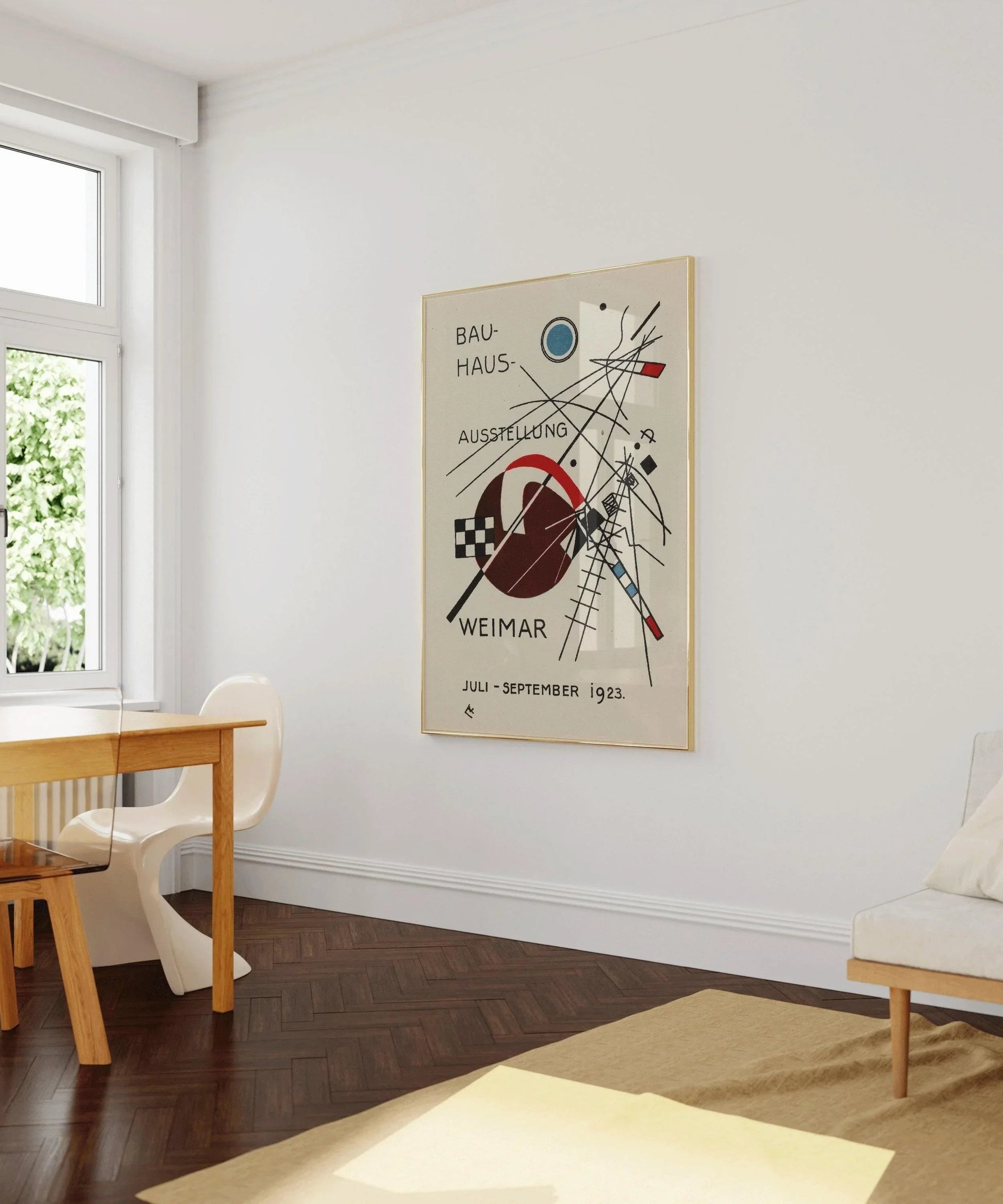 Estampe Bauhaus : Giclée beige et noire style moderne du milieu du siècle