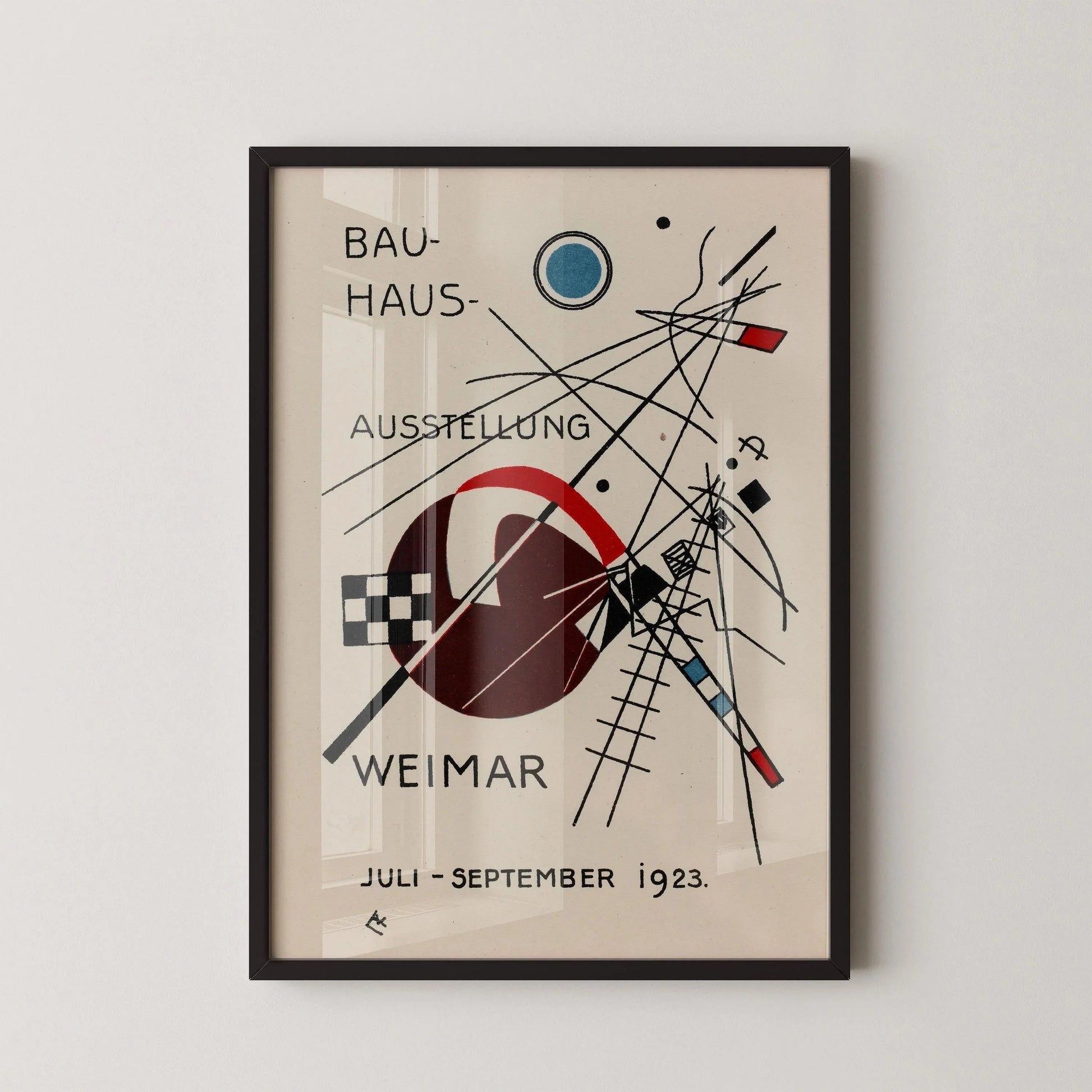 Estampe Bauhaus : Giclée beige et noire style moderne du milieu du siècle