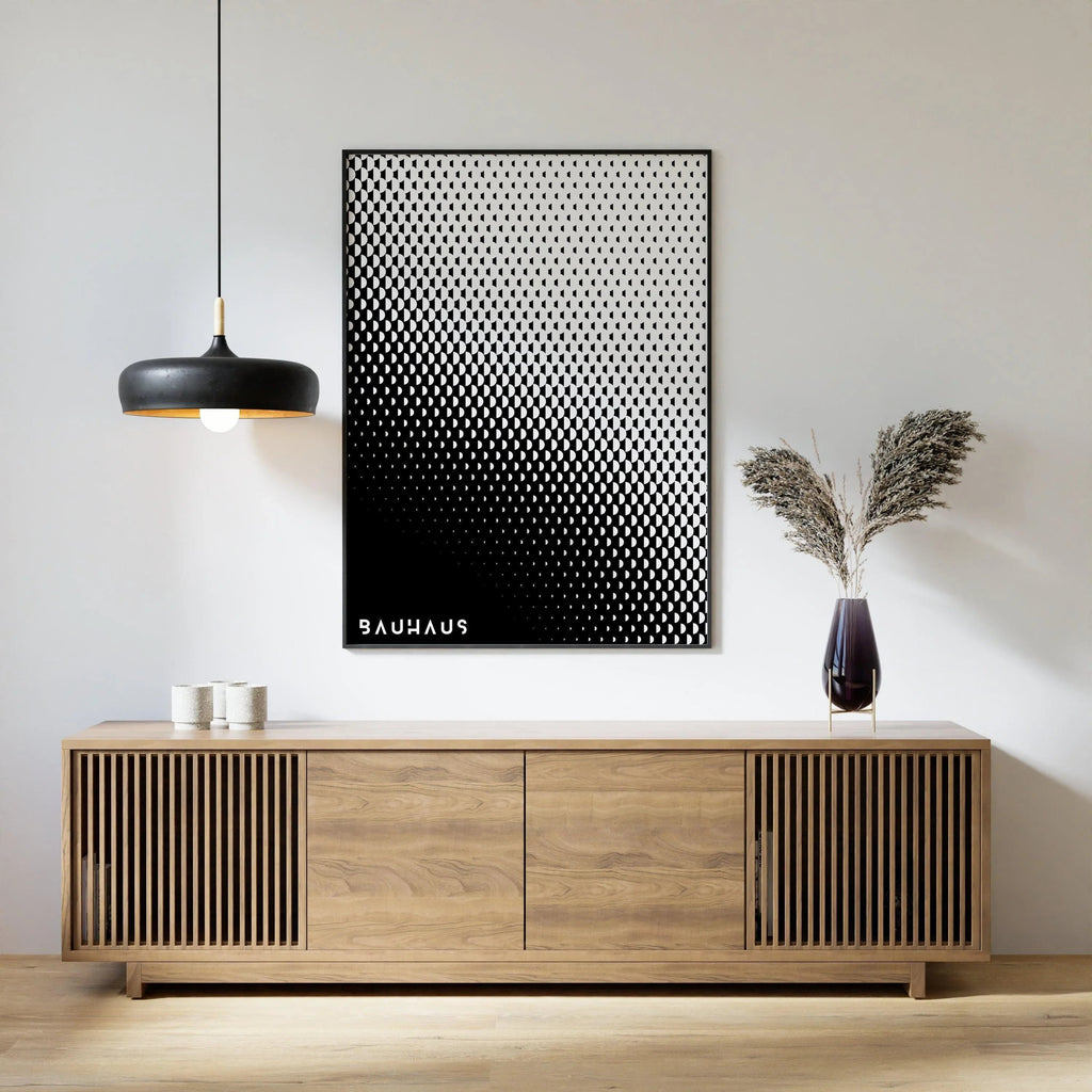 Ensemble d'affiches Bauhaus : Affiches modernes du milieu du XXe siècle en noir et blanc