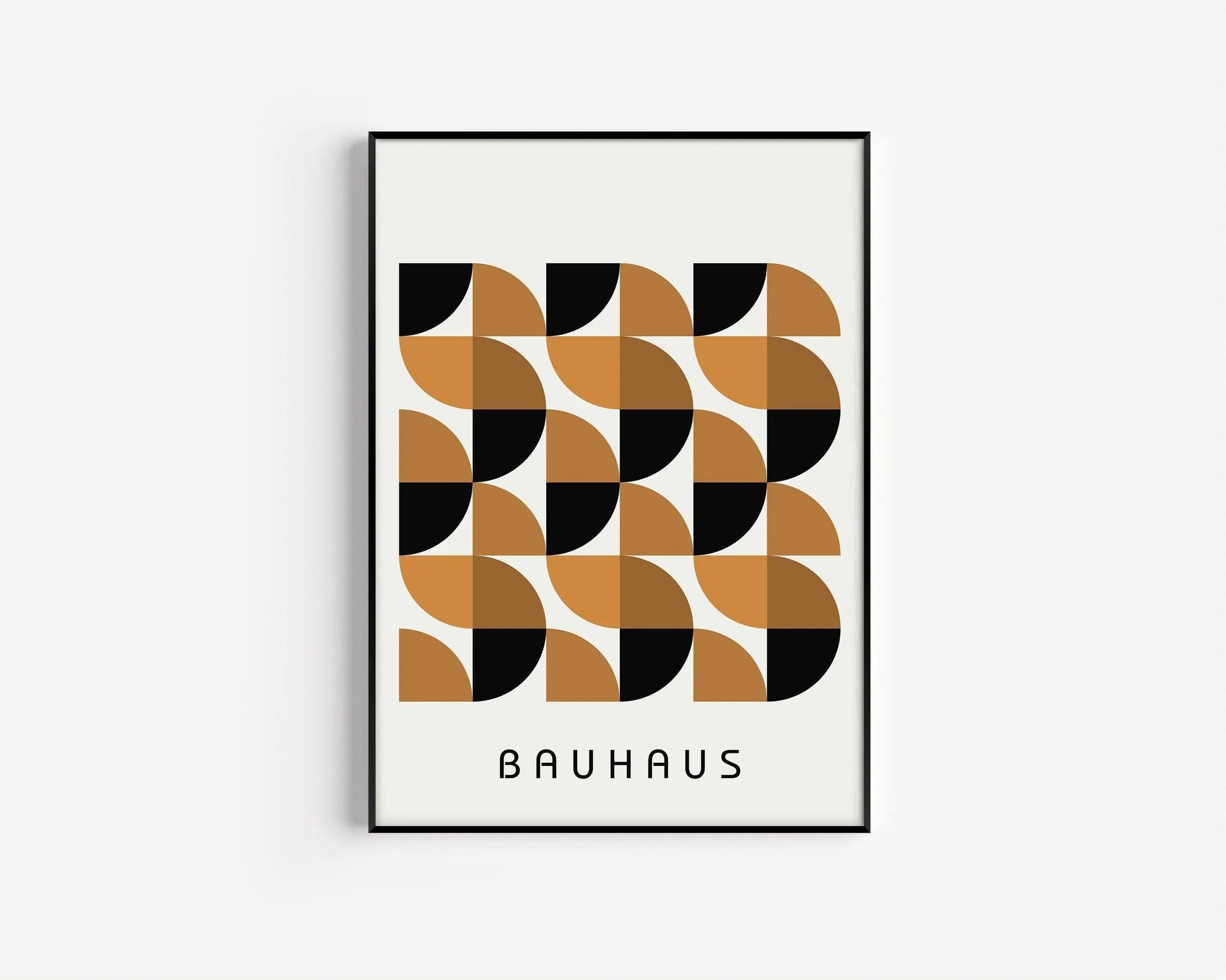 Estampes Bauhaus : Trio moderne du milieu du siècle, affiches géométriques brunes