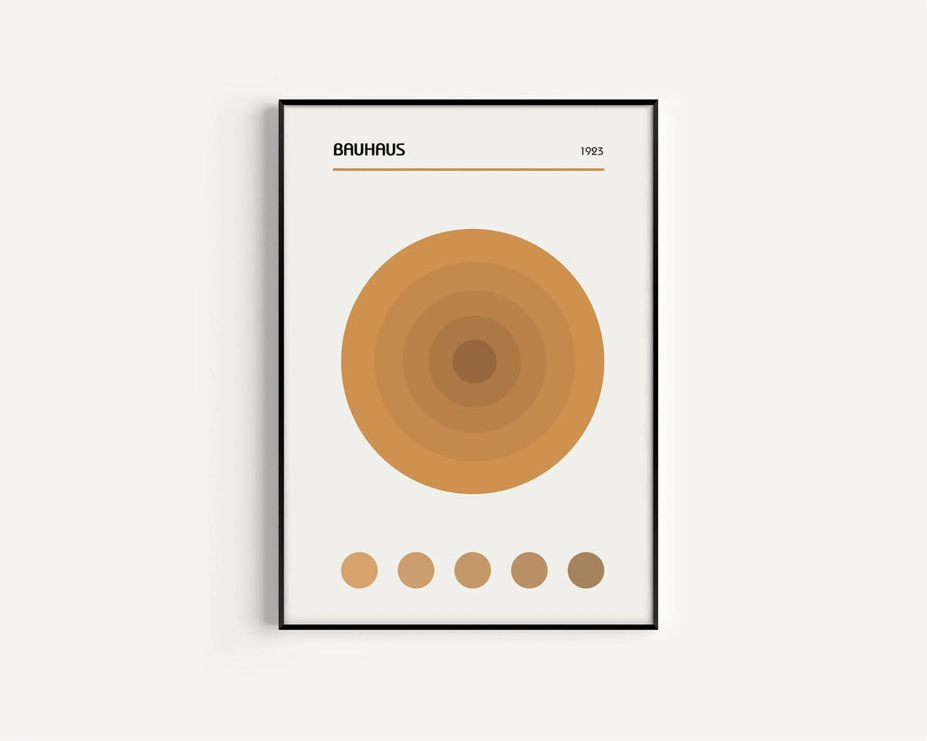Estampes Bauhaus : Trio moderne du milieu du siècle, affiches géométriques brunes