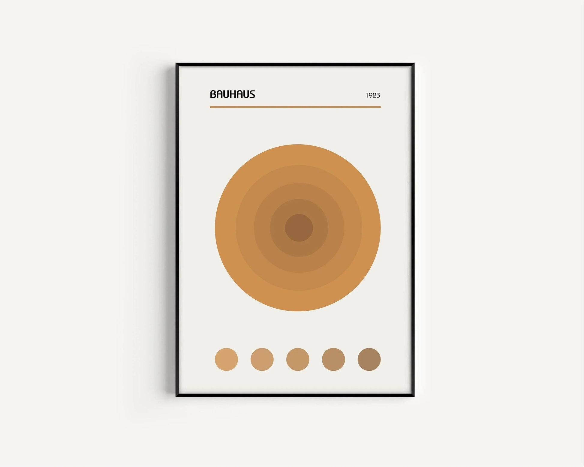 Estampes Bauhaus : Trio moderne du milieu du siècle, affiches géométriques brunes