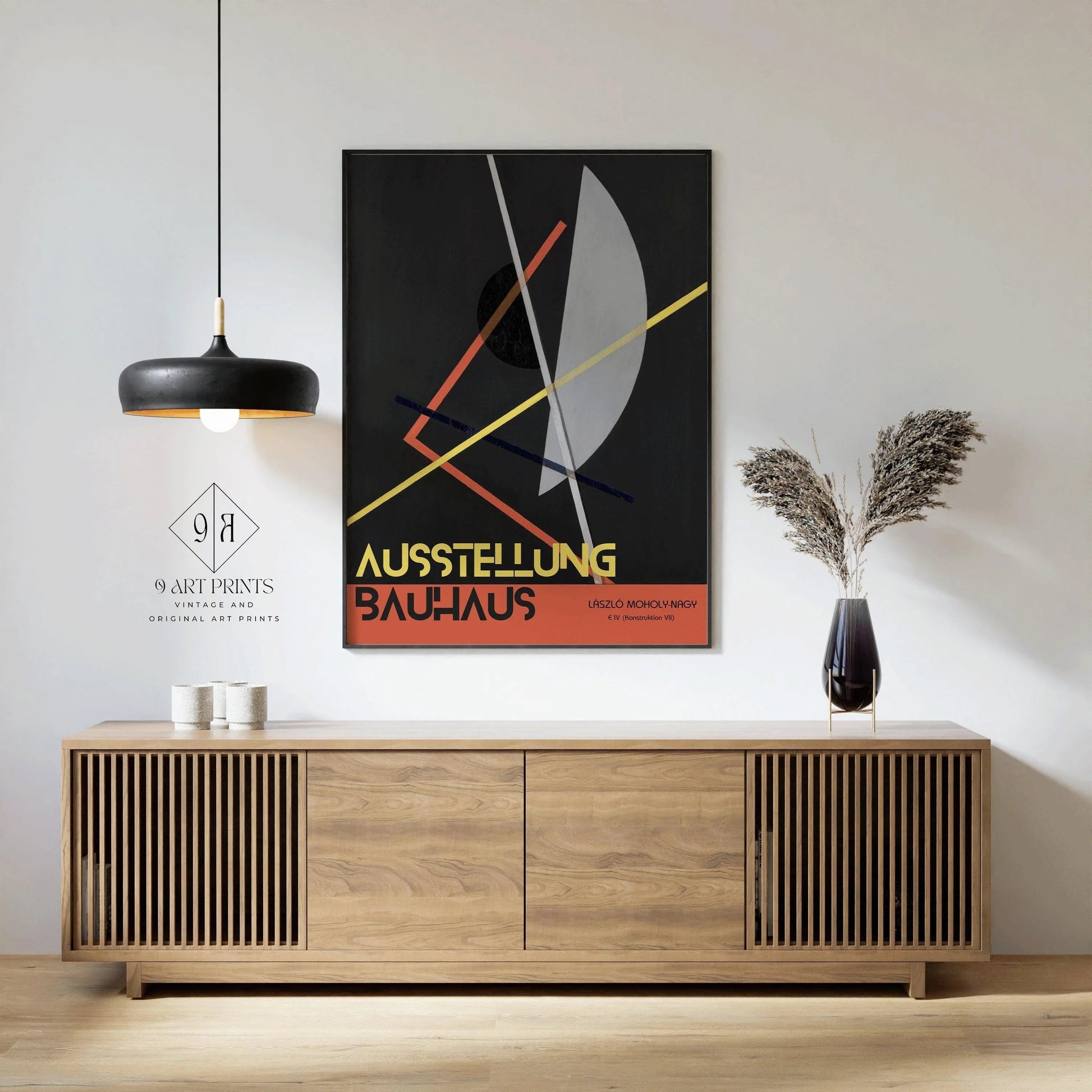 Affiche d'exposition Bauhaus : L√°szl√≥ Estampe géométrique Moholy-Nagy