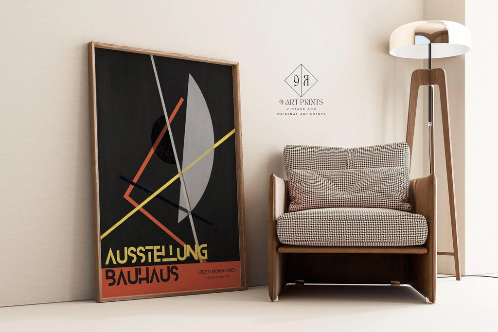 Affiche d'exposition Bauhaus : L√°szl√≥ Estampe géométrique Moholy-Nagy