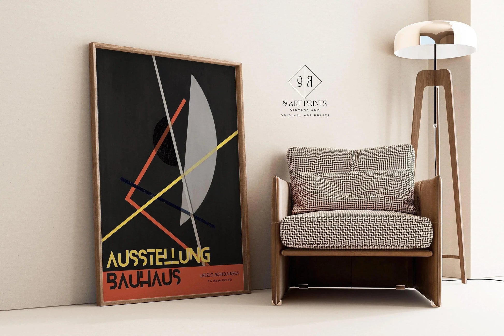 Affiche d'exposition Bauhaus : L√°szl√≥ Estampe géométrique Moholy-Nagy
