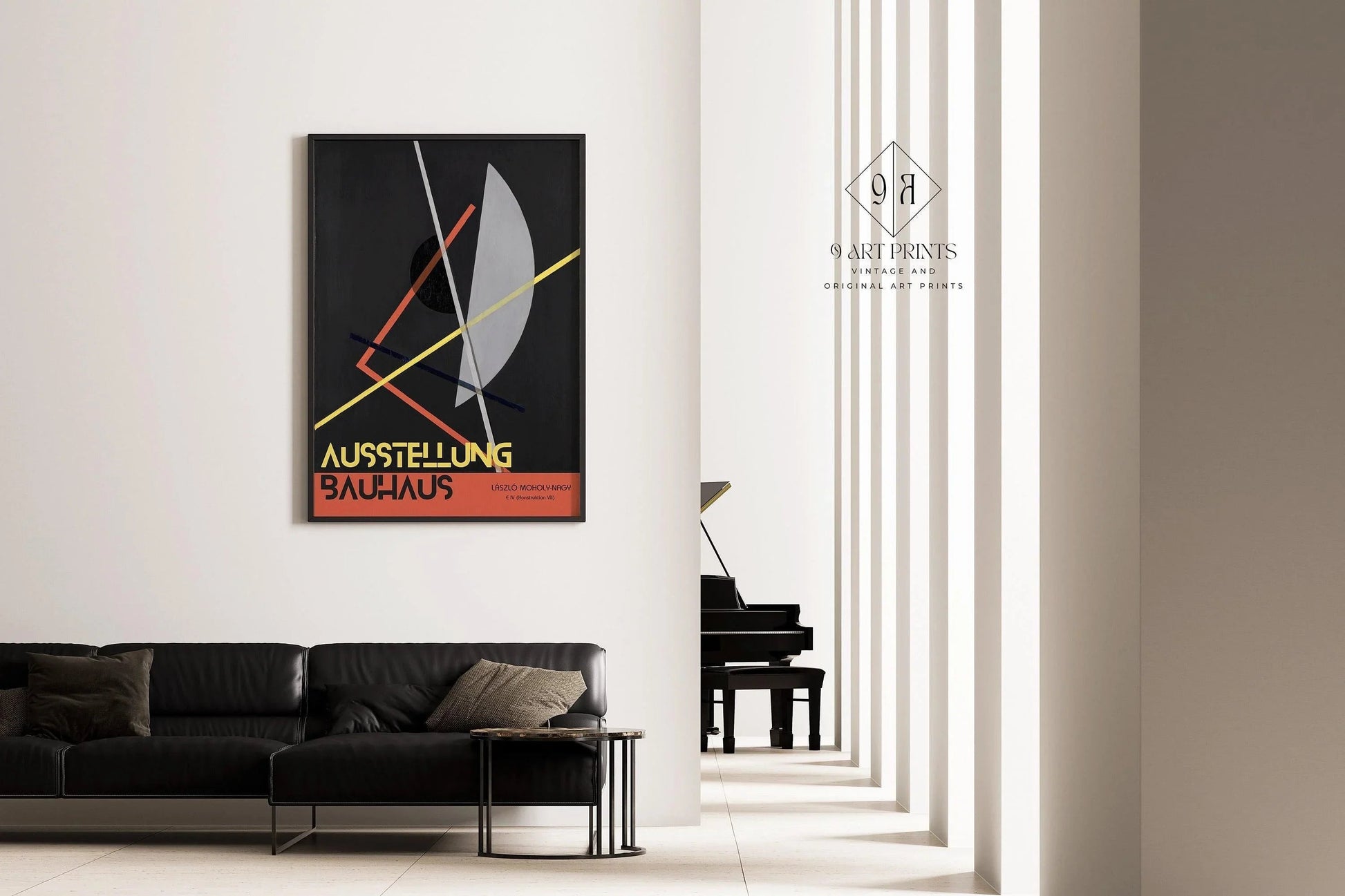 Affiche d'exposition Bauhaus : L√°szl√≥ Estampe géométrique Moholy-Nagy