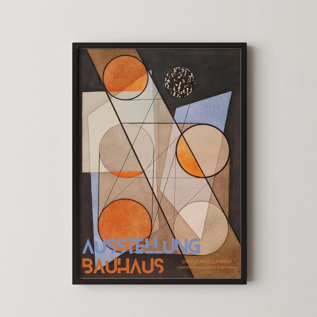 Affiche d'exposition Bauhaus : L√°szl√≥ Estampe géométrique Moholy-Nagy