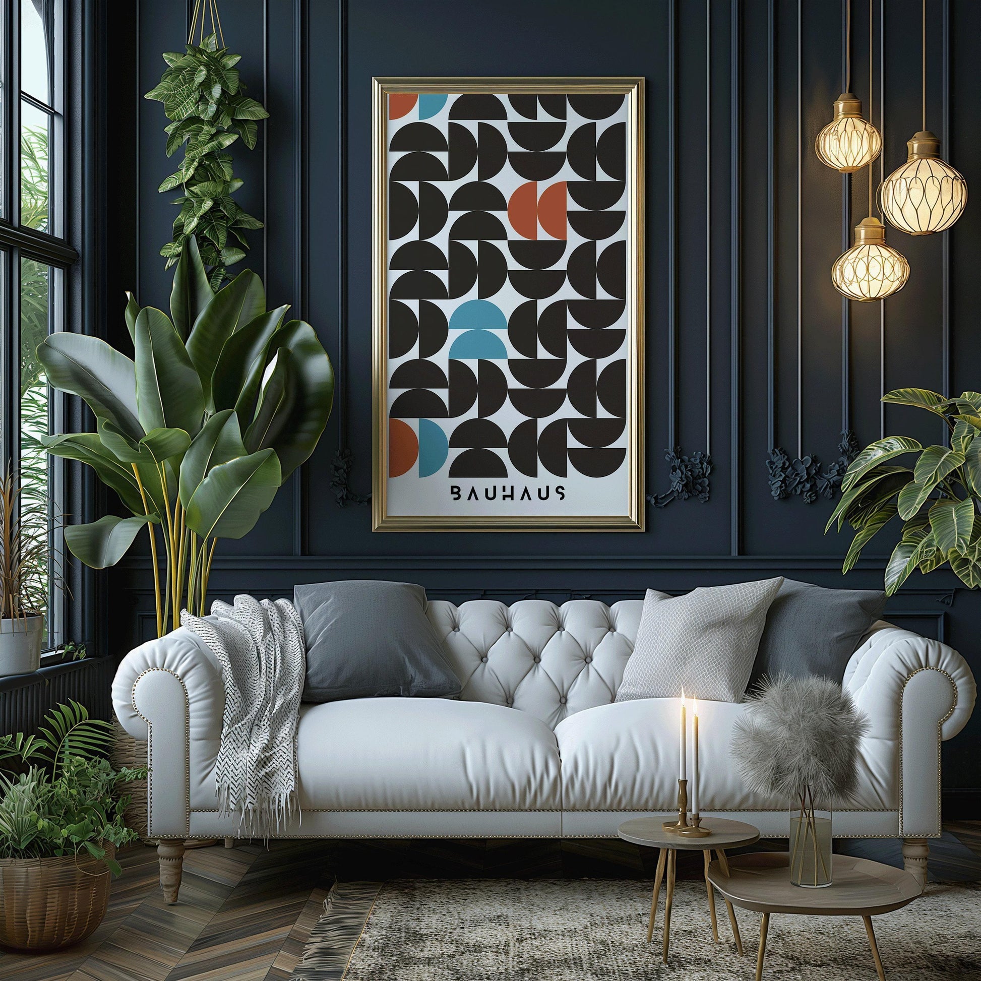 Estampe géométrique Bauhaus : Giclée moderne du milieu du siècle