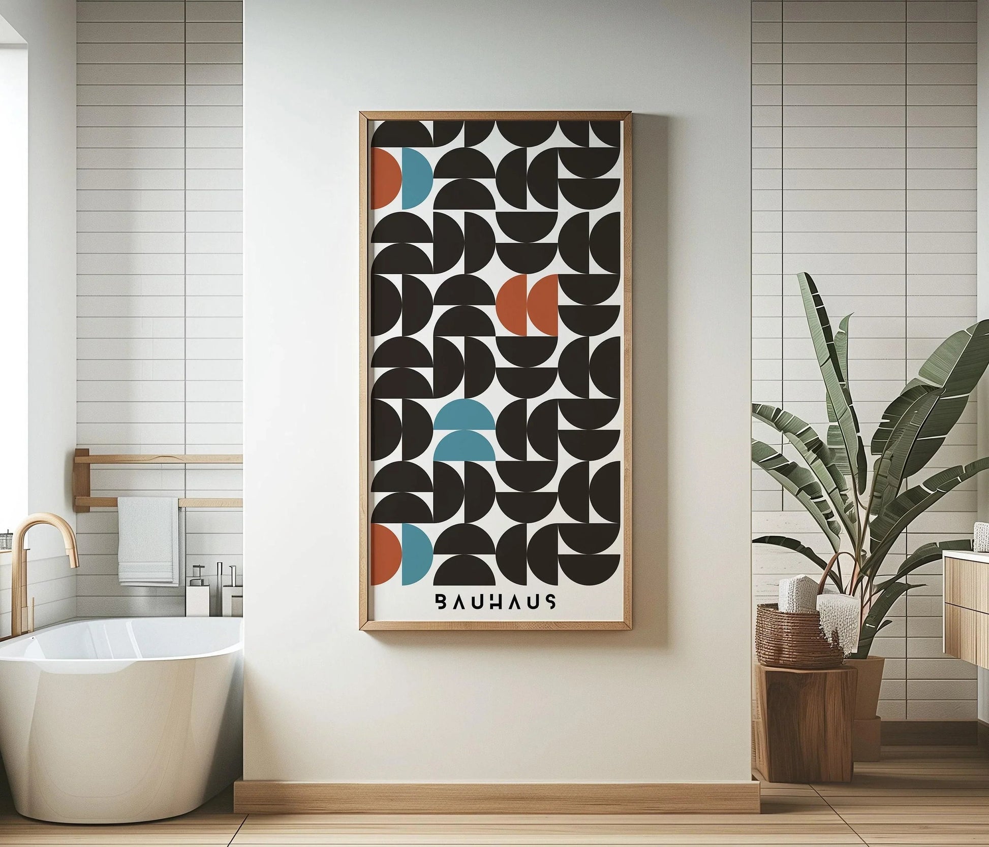 Estampe géométrique Bauhaus : Giclée moderne du milieu du siècle