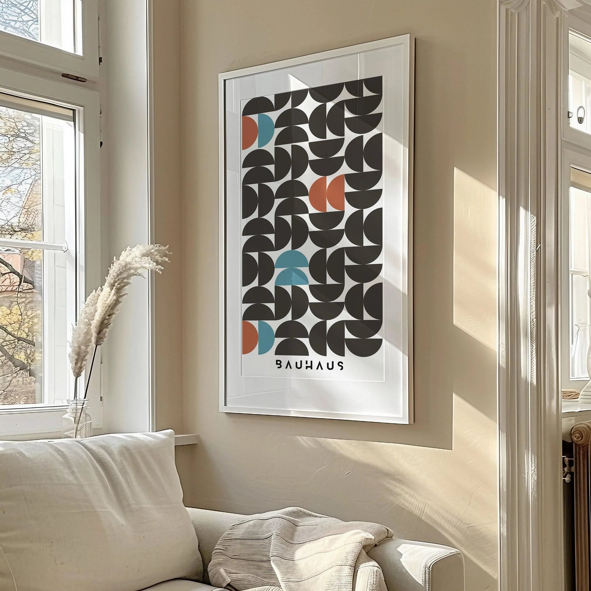 Estampe géométrique Bauhaus : Giclée moderne du milieu du siècle