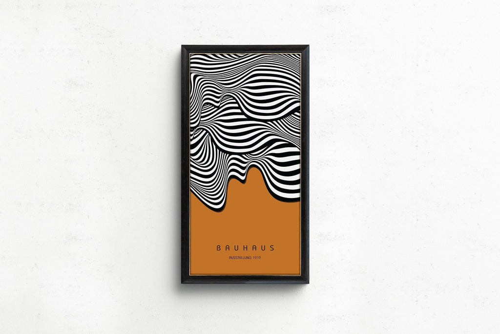 Estampe d'art « Vagues ocre Bauhaus » : Giclée moderne du milieu du siècle