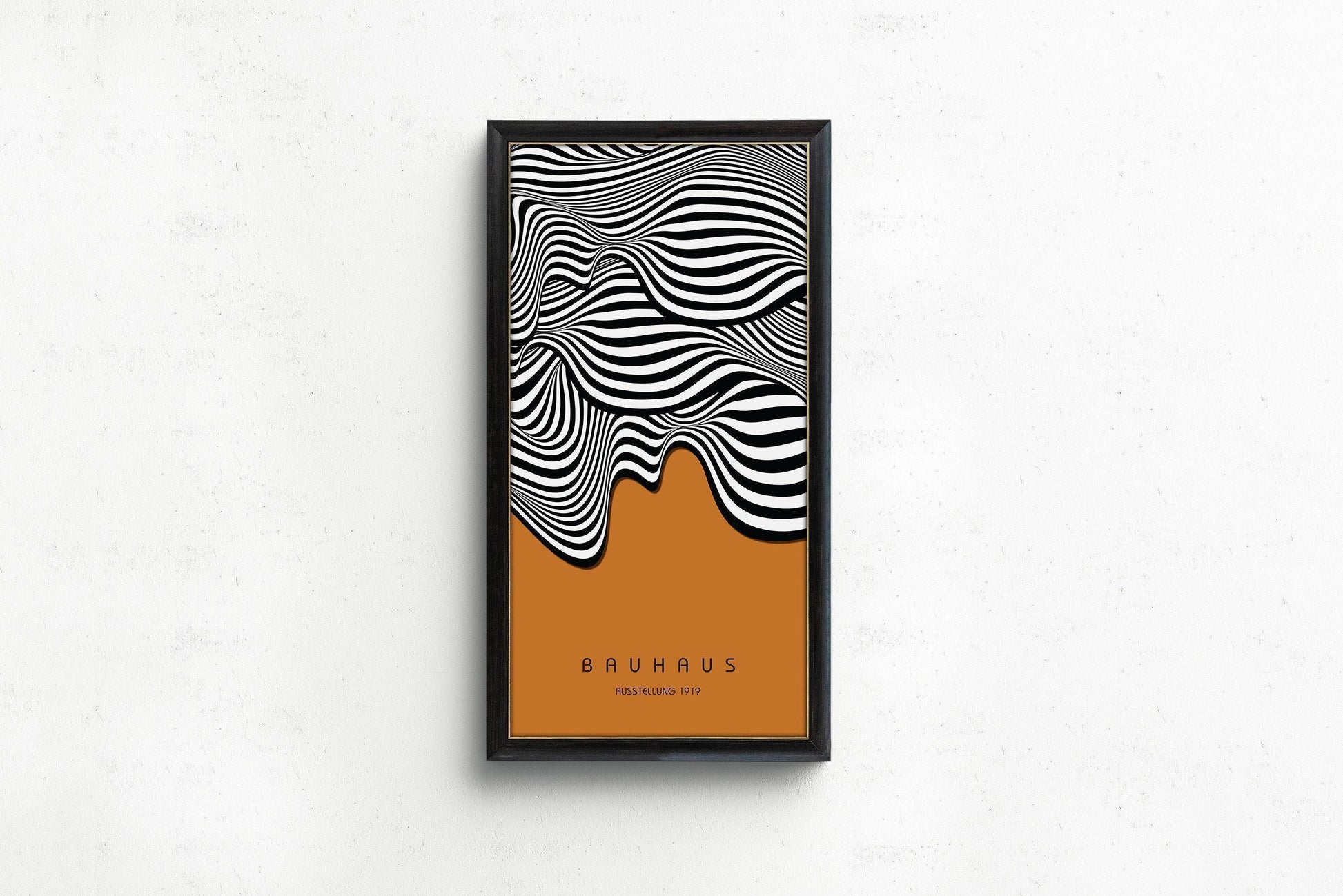 Estampe d'art « Vagues ocre Bauhaus » : Giclée moderne du milieu du siècle