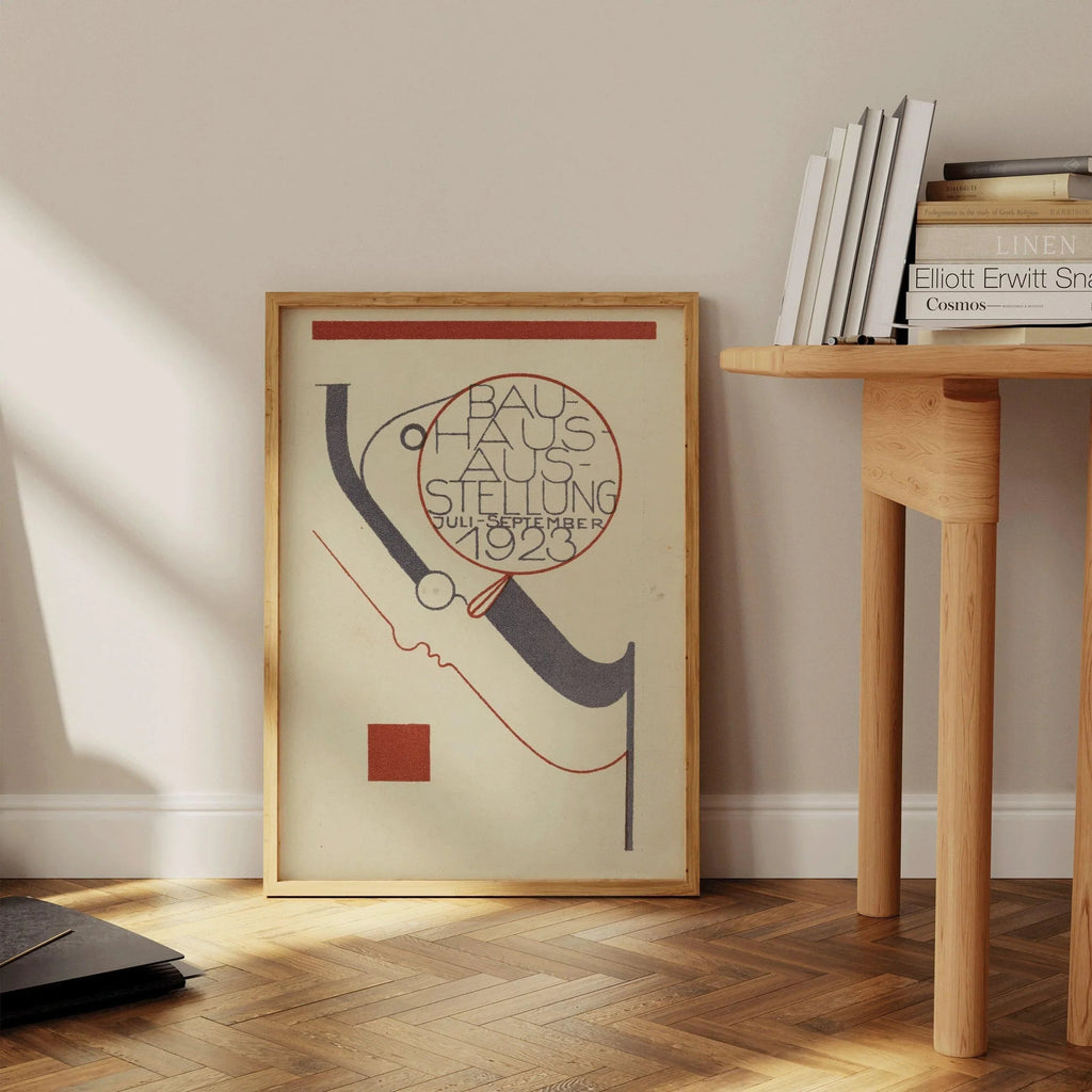 Affiche Bauhaus : Impression d'art moderne beige et noire du milieu du siècle