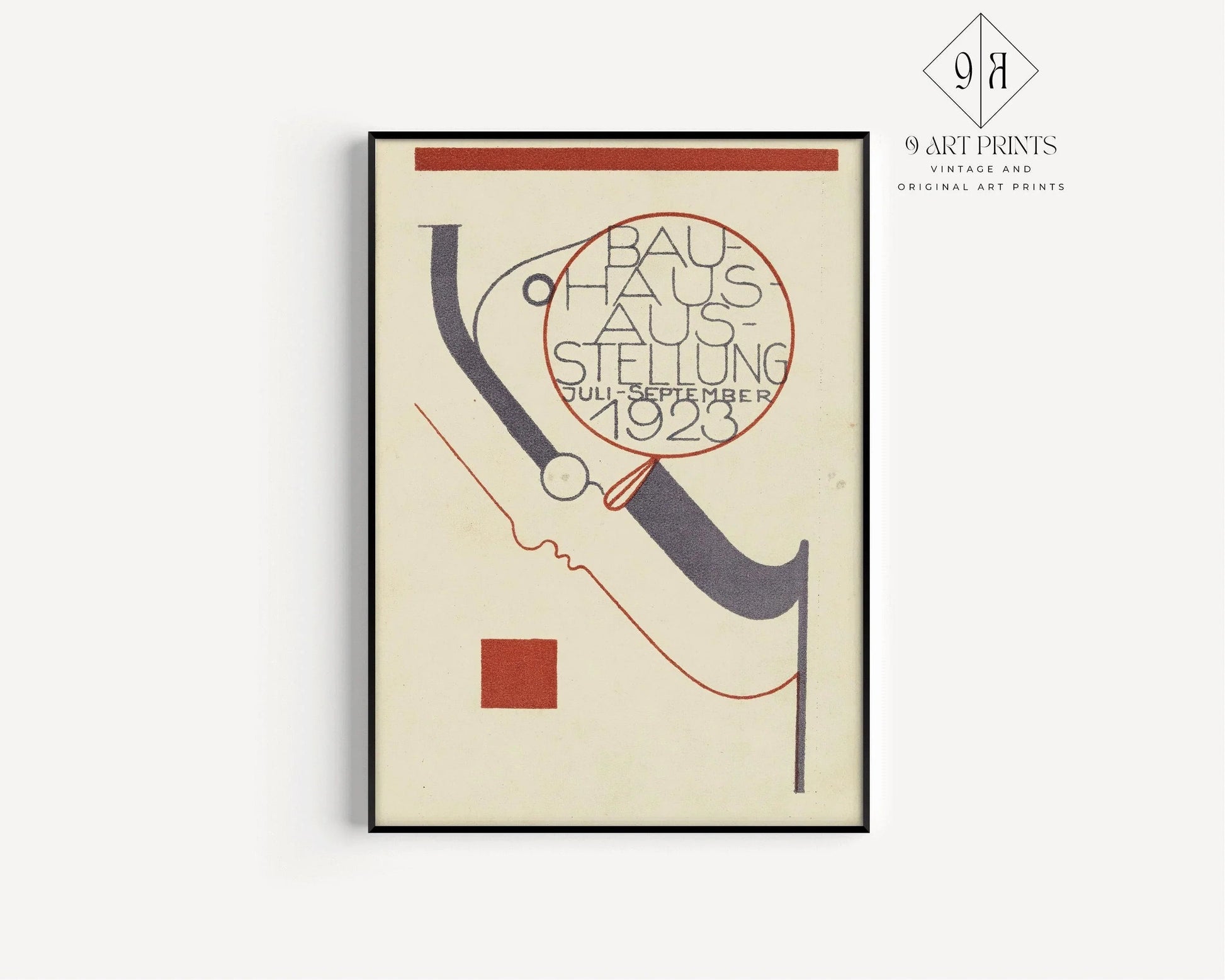 Affiche Bauhaus : Impression d'art moderne beige et noire du milieu du siècle