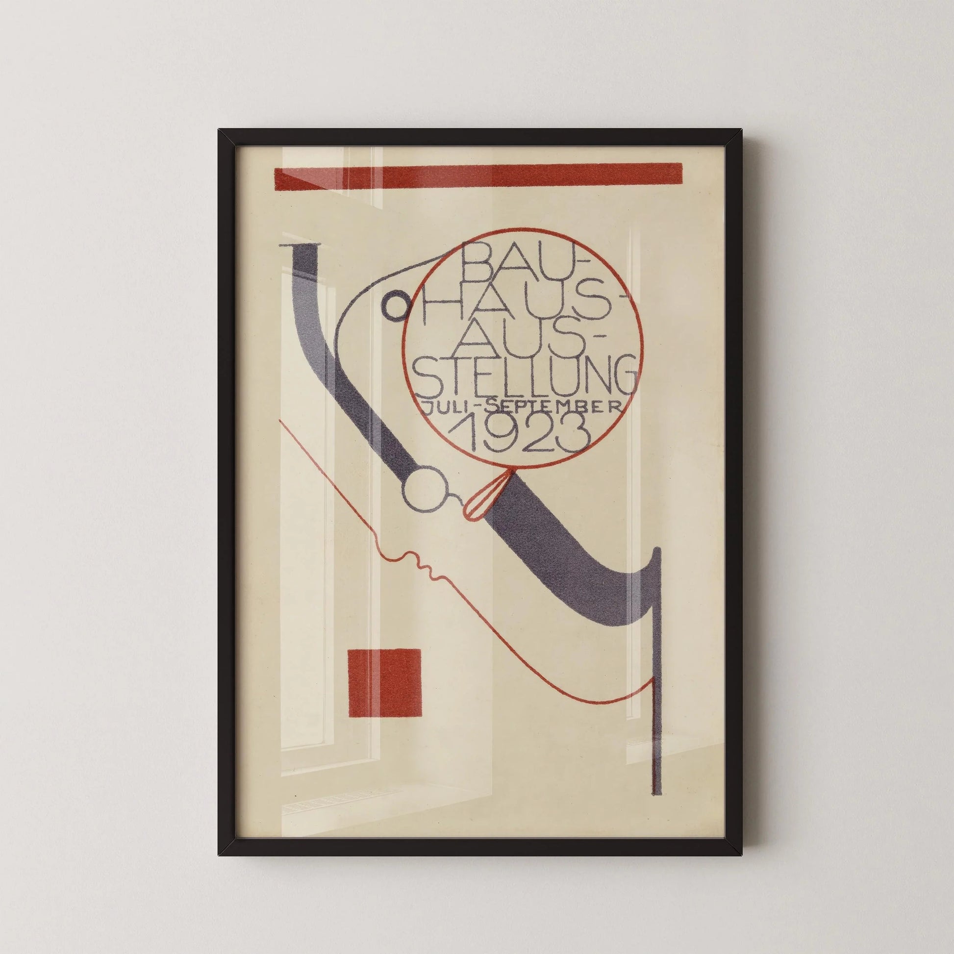 Affiche Bauhaus : Impression d'art moderne beige et noire du milieu du siècle