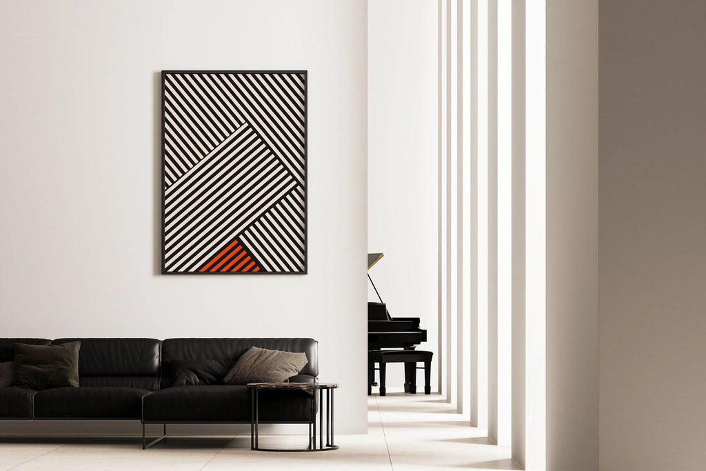 Affiche Bauhaus - Rayures | Reproduction d'art moderne du milieu du siècle (disponible encadrée à la main ou non encadrée)