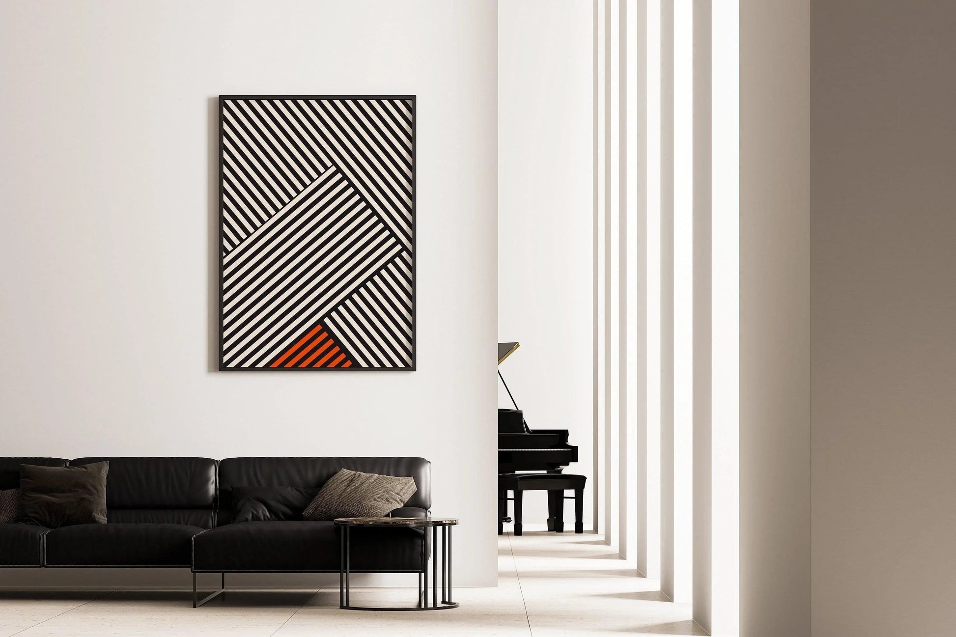 Affiche Bauhaus - Rayures | Reproduction d'art moderne du milieu du siècle (disponible encadrée à la main ou non encadrée)