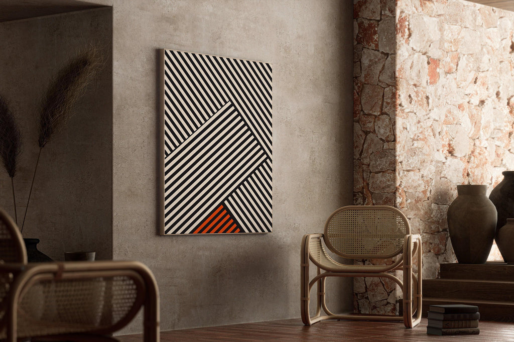 Affiche Bauhaus - Rayures | Reproduction d'art moderne du milieu du siècle (disponible encadrée à la main ou non encadrée)