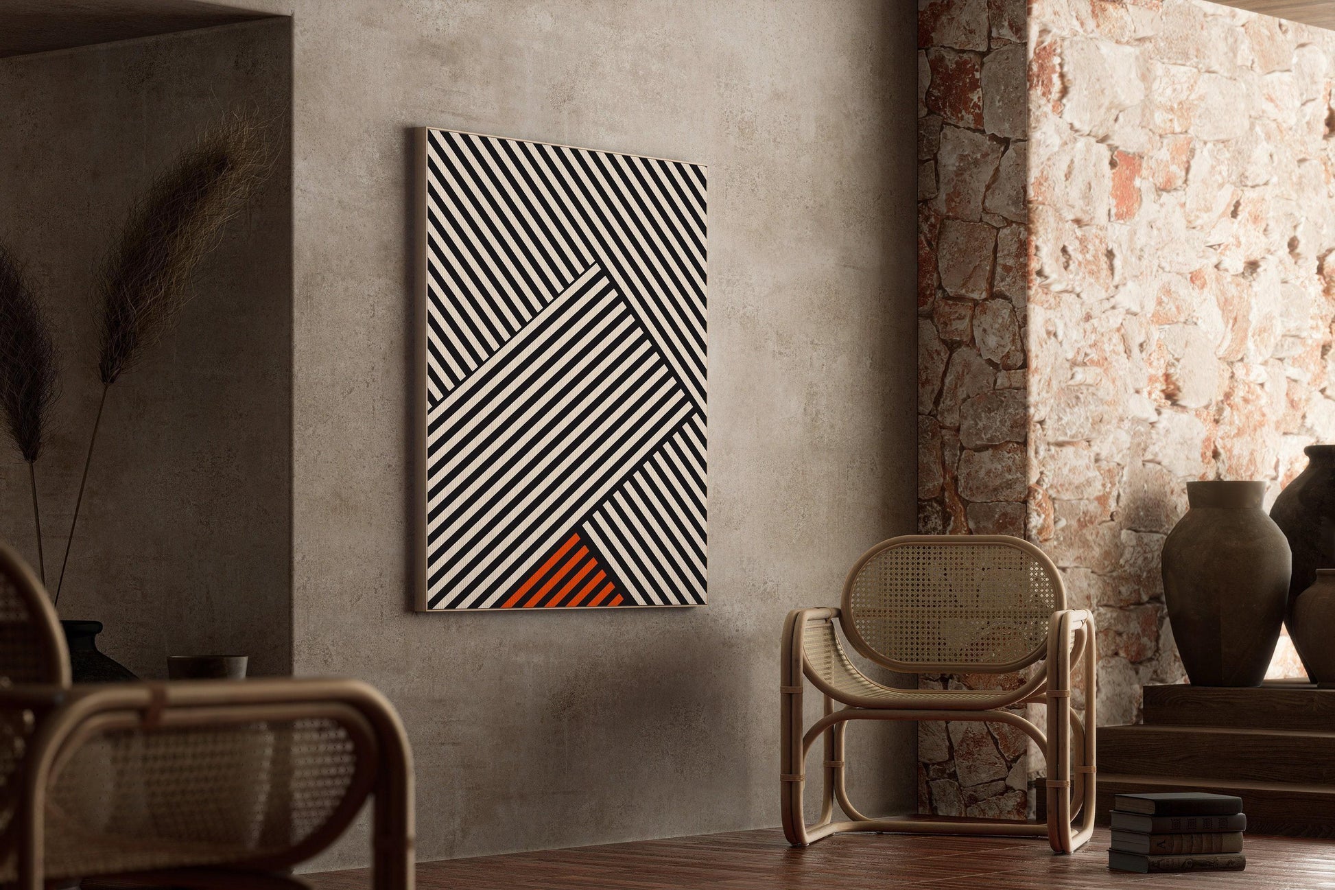 Affiche Bauhaus - Rayures | Reproduction d'art moderne du milieu du siècle (disponible encadrée à la main ou non encadrée)